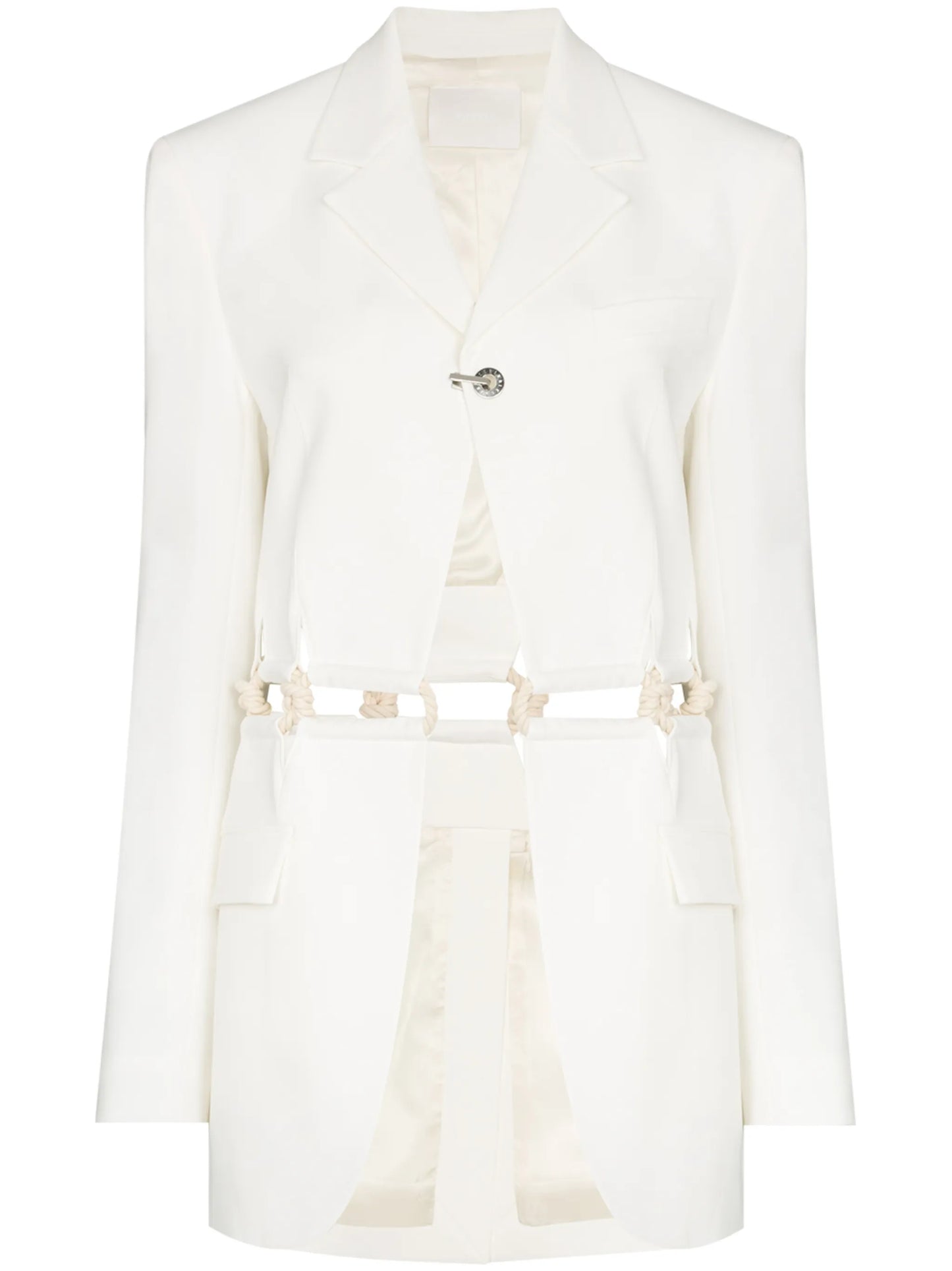 Macramé cut-out detail roping blazer