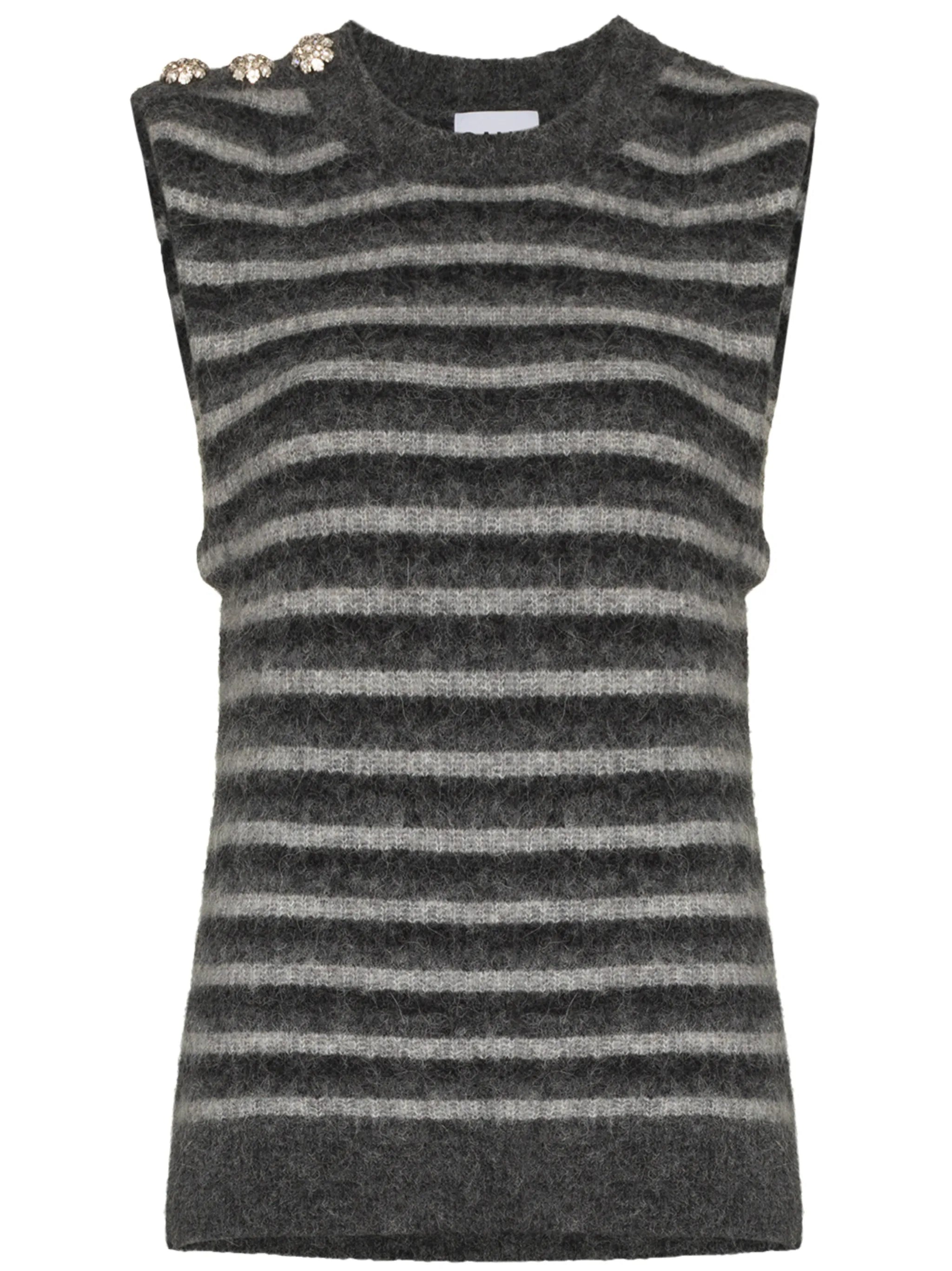 stripe-pattern knitted vest