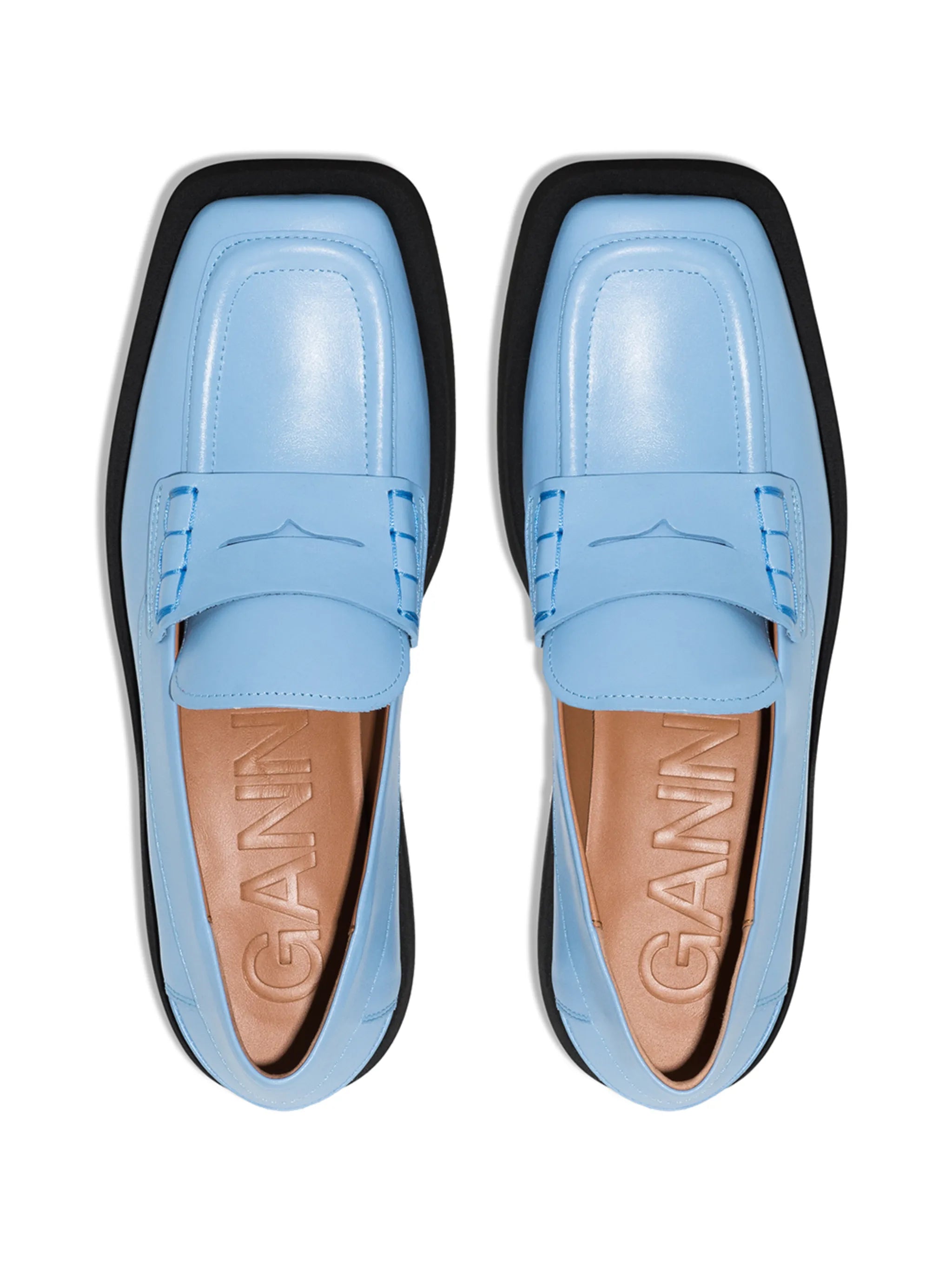 square-toe leather loafers