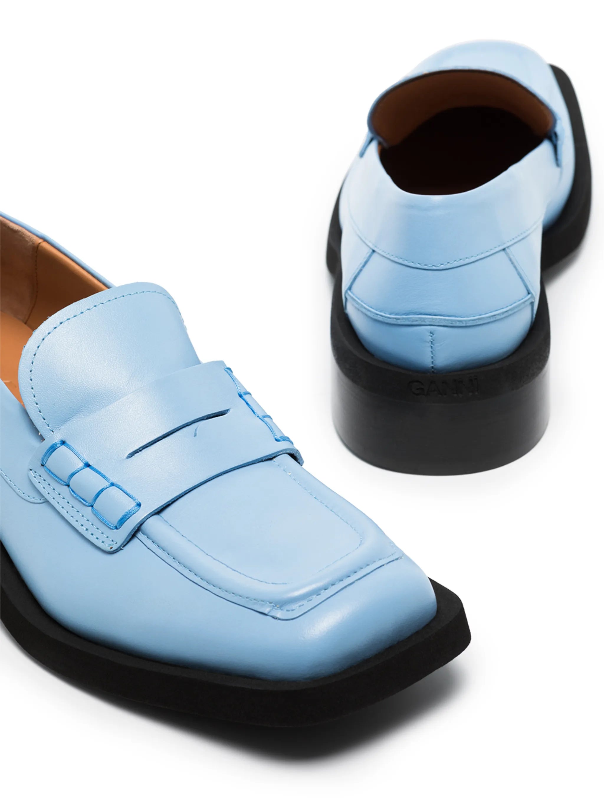 square-toe leather loafers