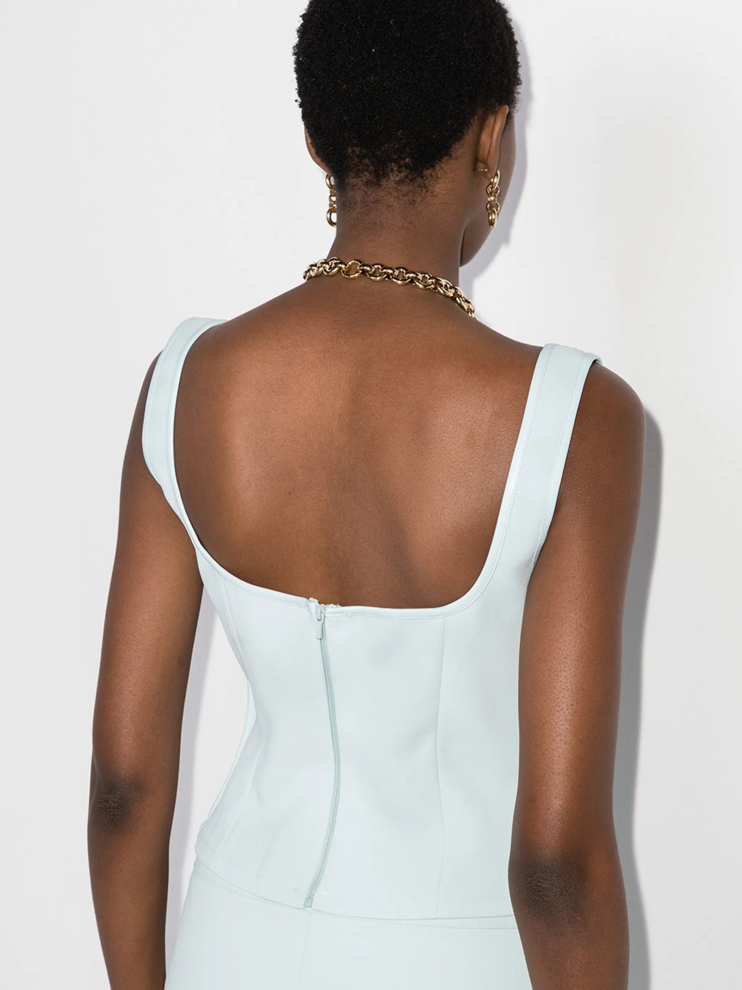 Diamond sateen-trim top