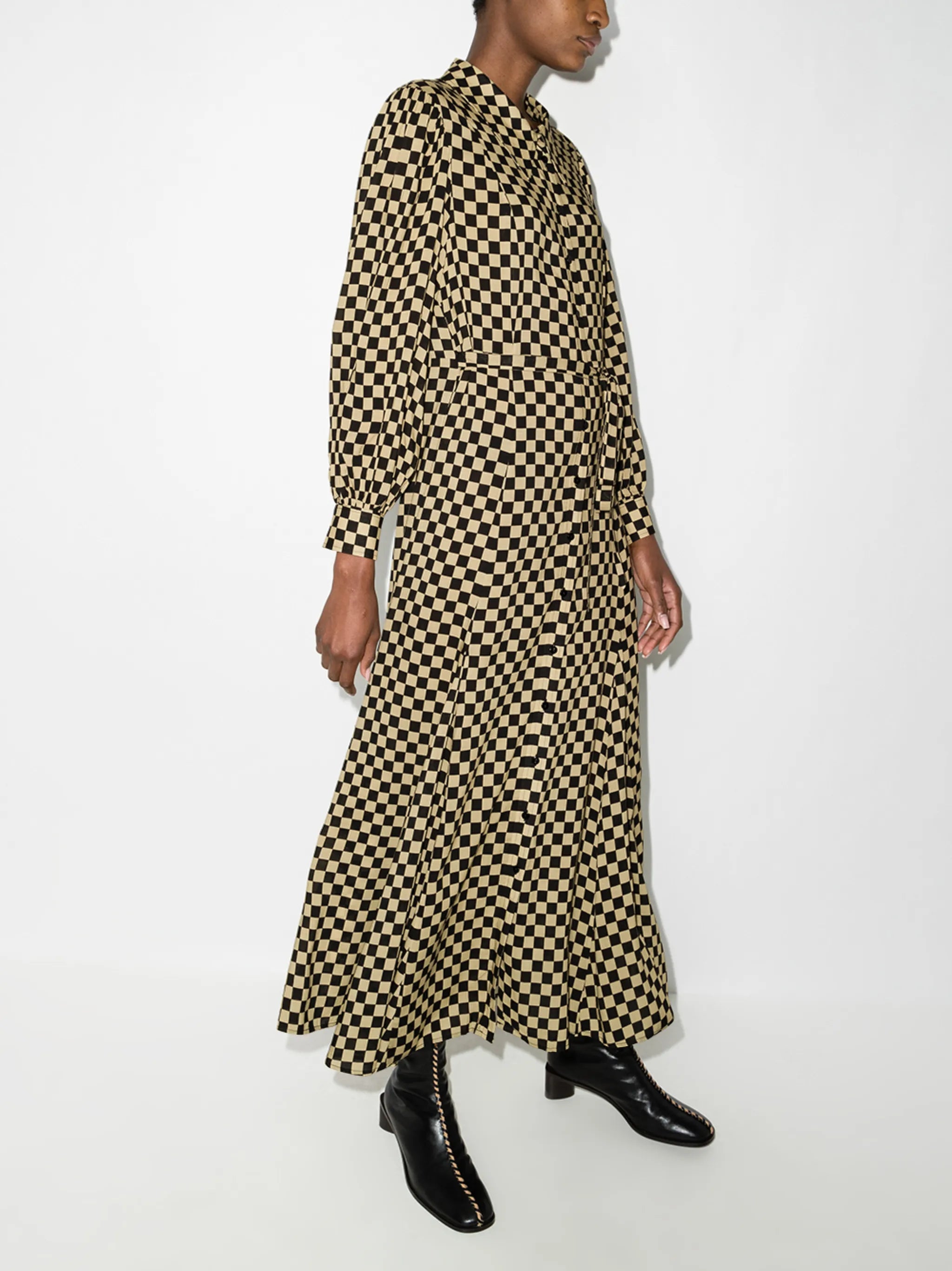 Maddison check-pattern midi shirtdress