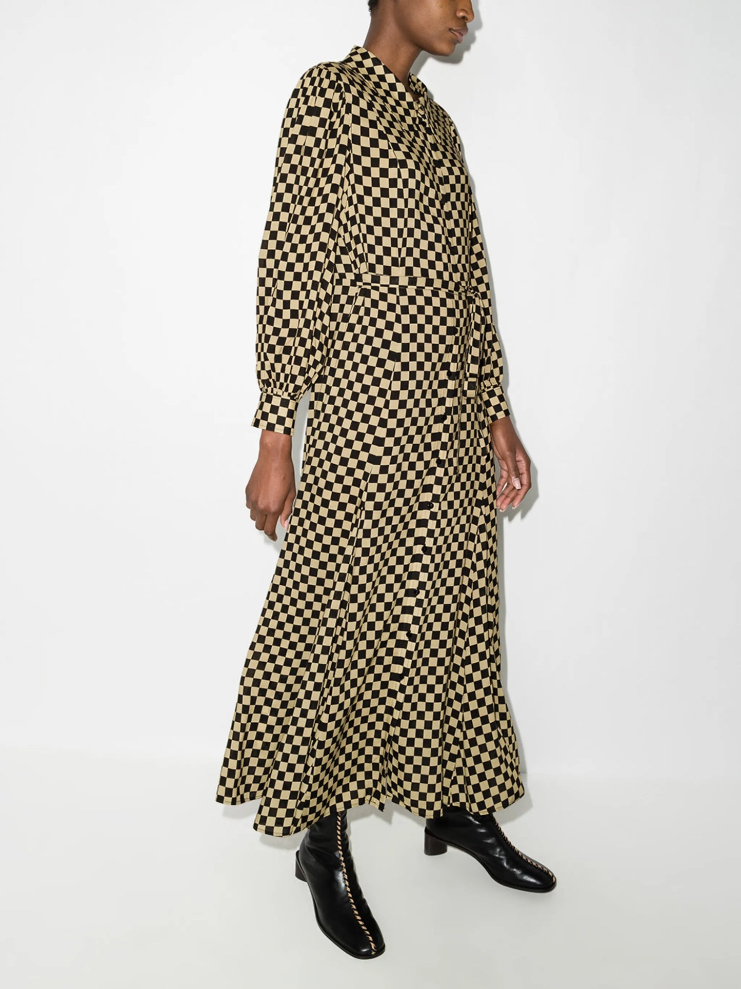 Maddison check-pattern midi shirtdress