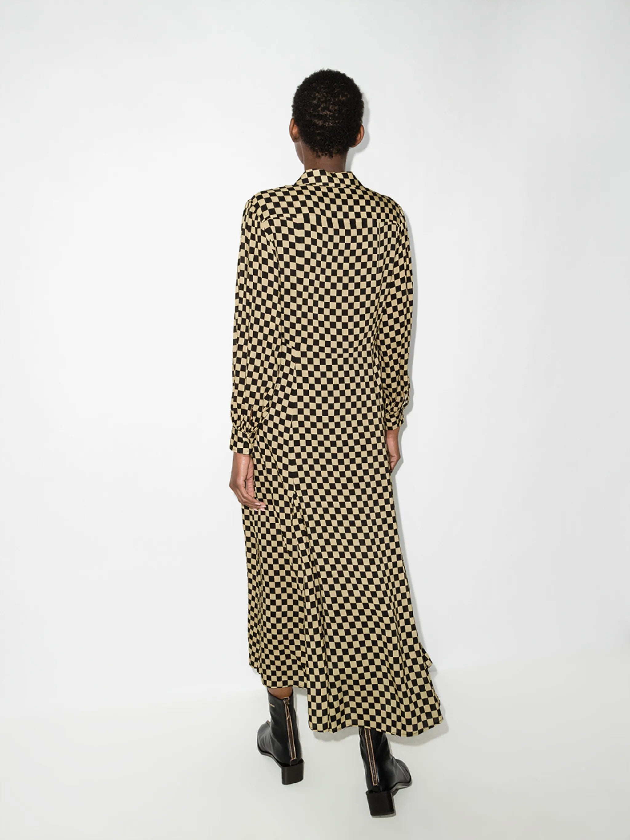Maddison check-pattern midi shirtdress