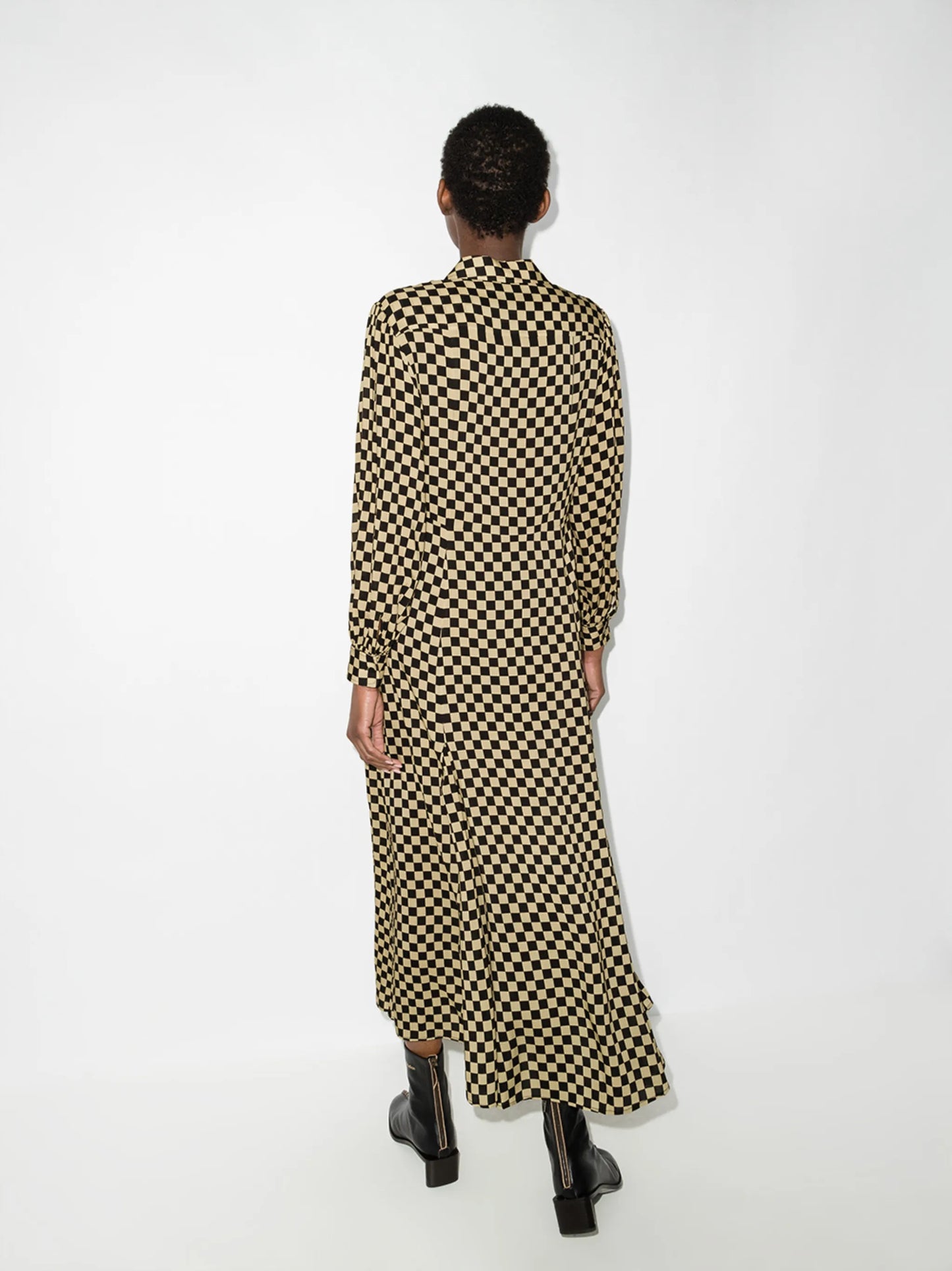 Maddison check-pattern midi shirtdress