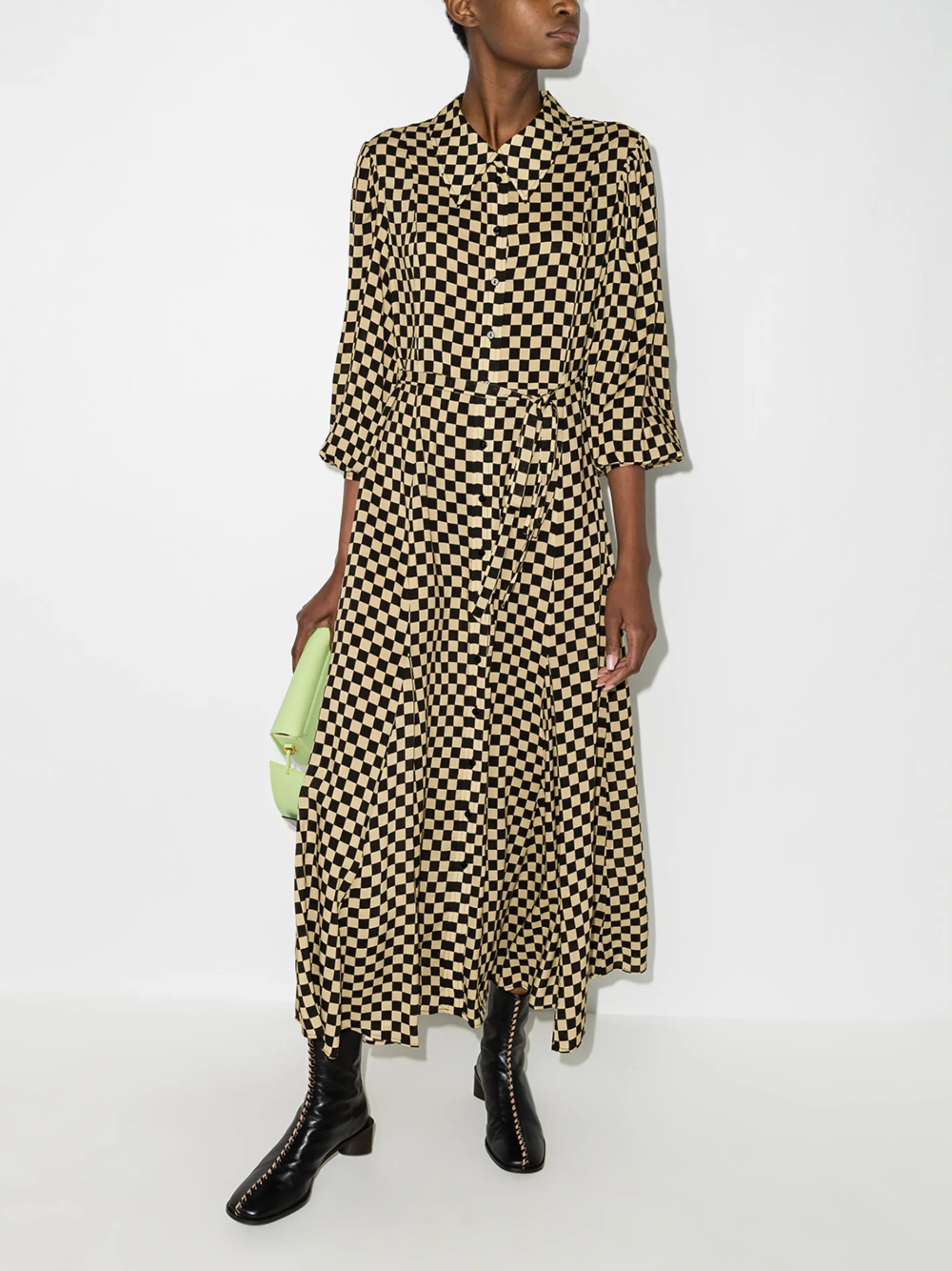 Maddison check-pattern midi shirtdress