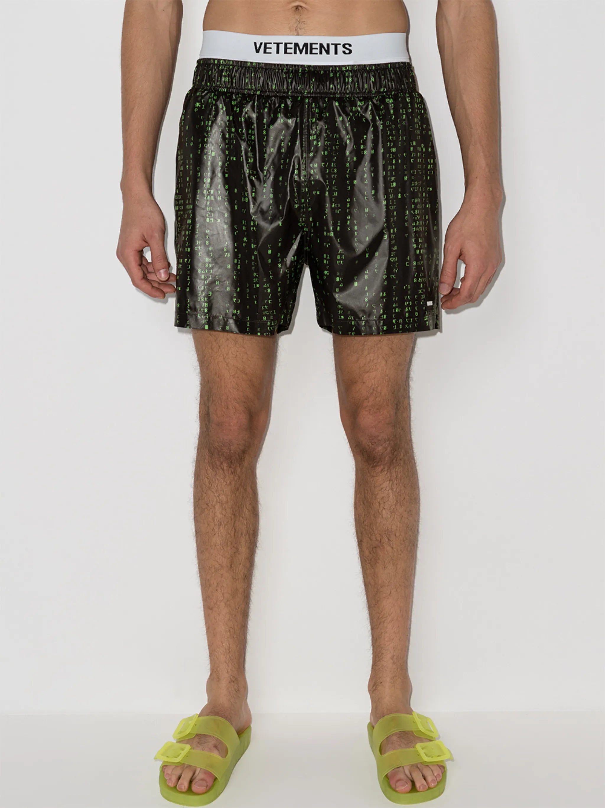 Green Code swim shorts