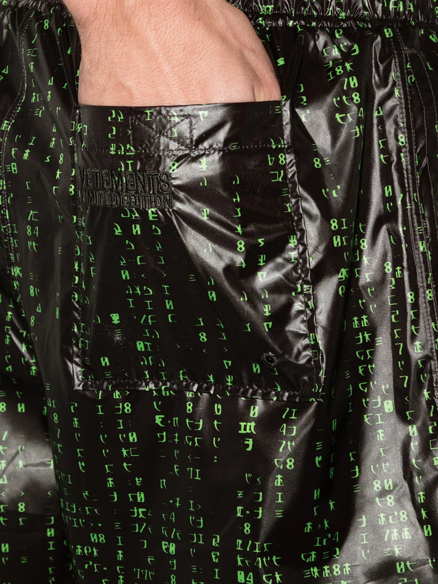 Green Code swim shorts