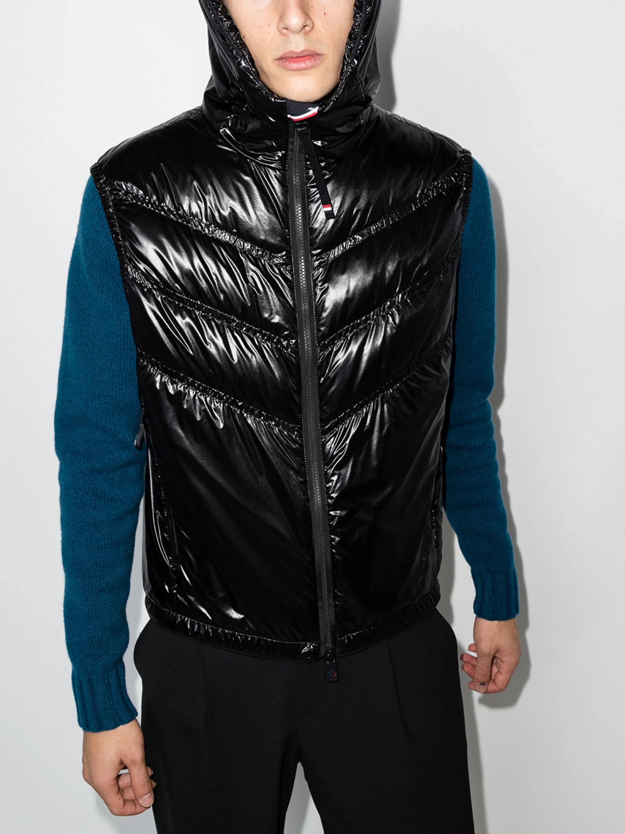 chevron-quilted padded gilet