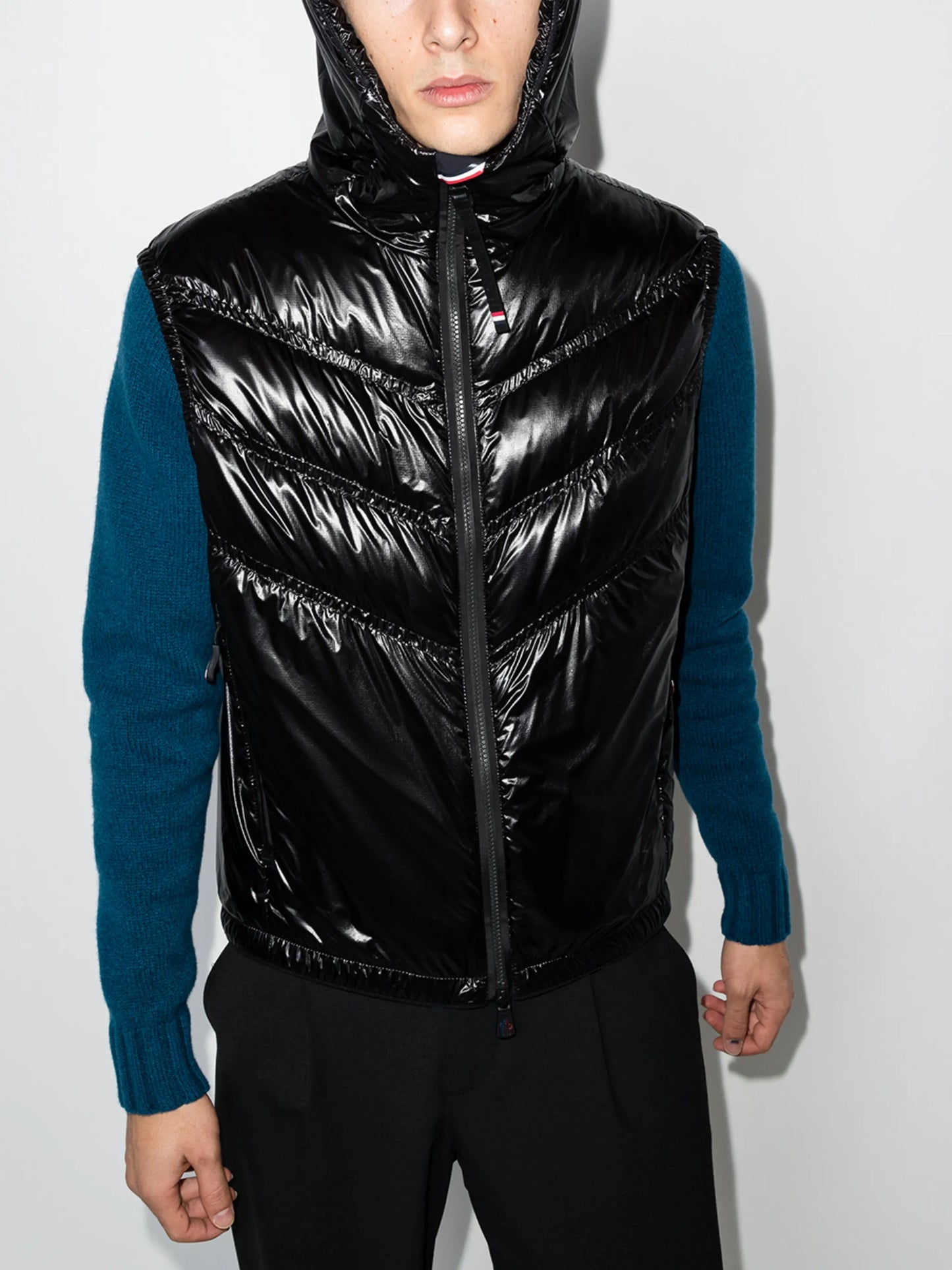chevron-quilted padded gilet