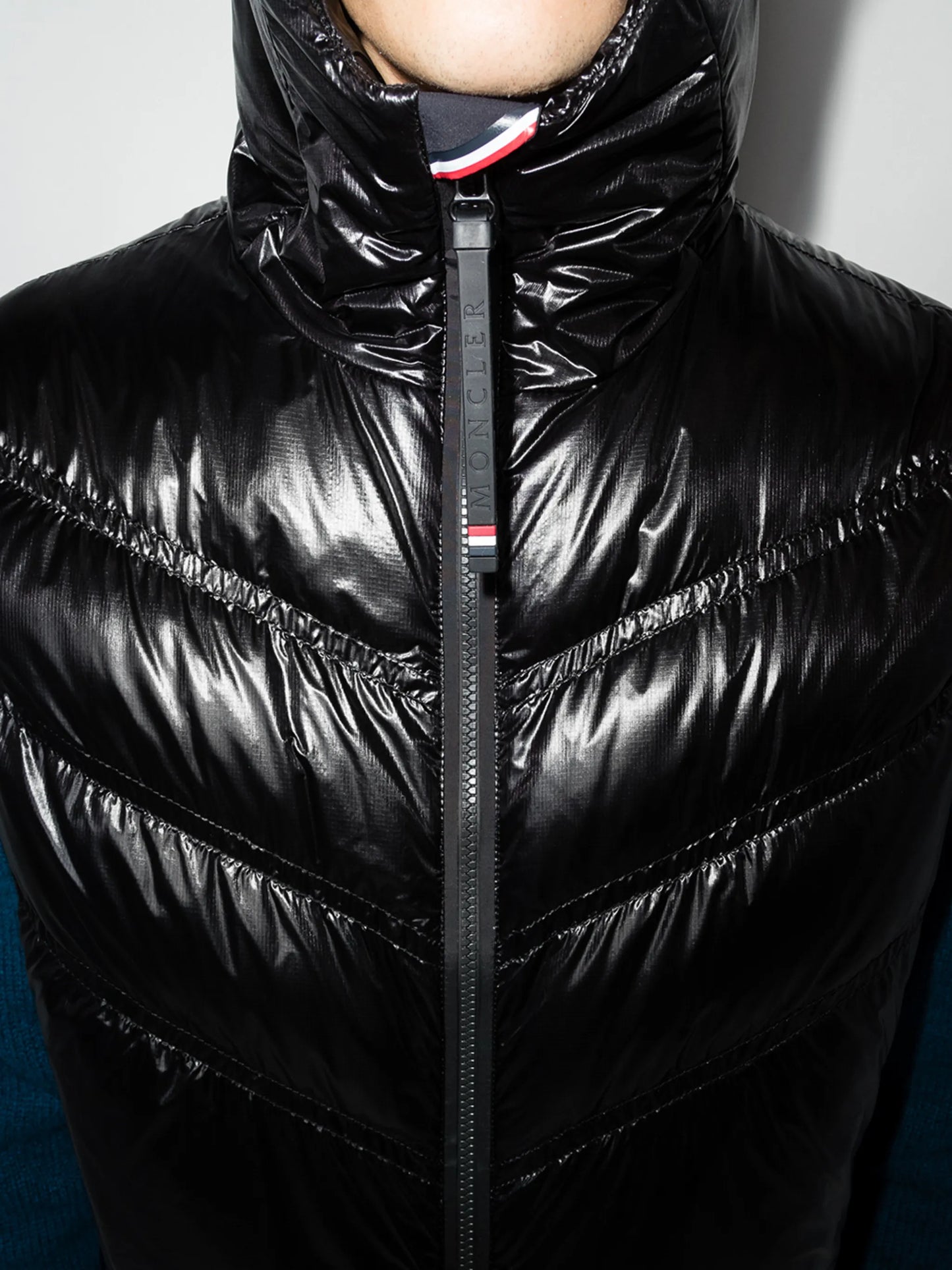 chevron-quilted padded gilet