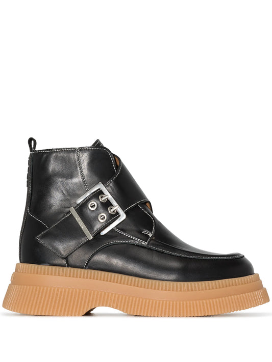 buckle-strap platform boots