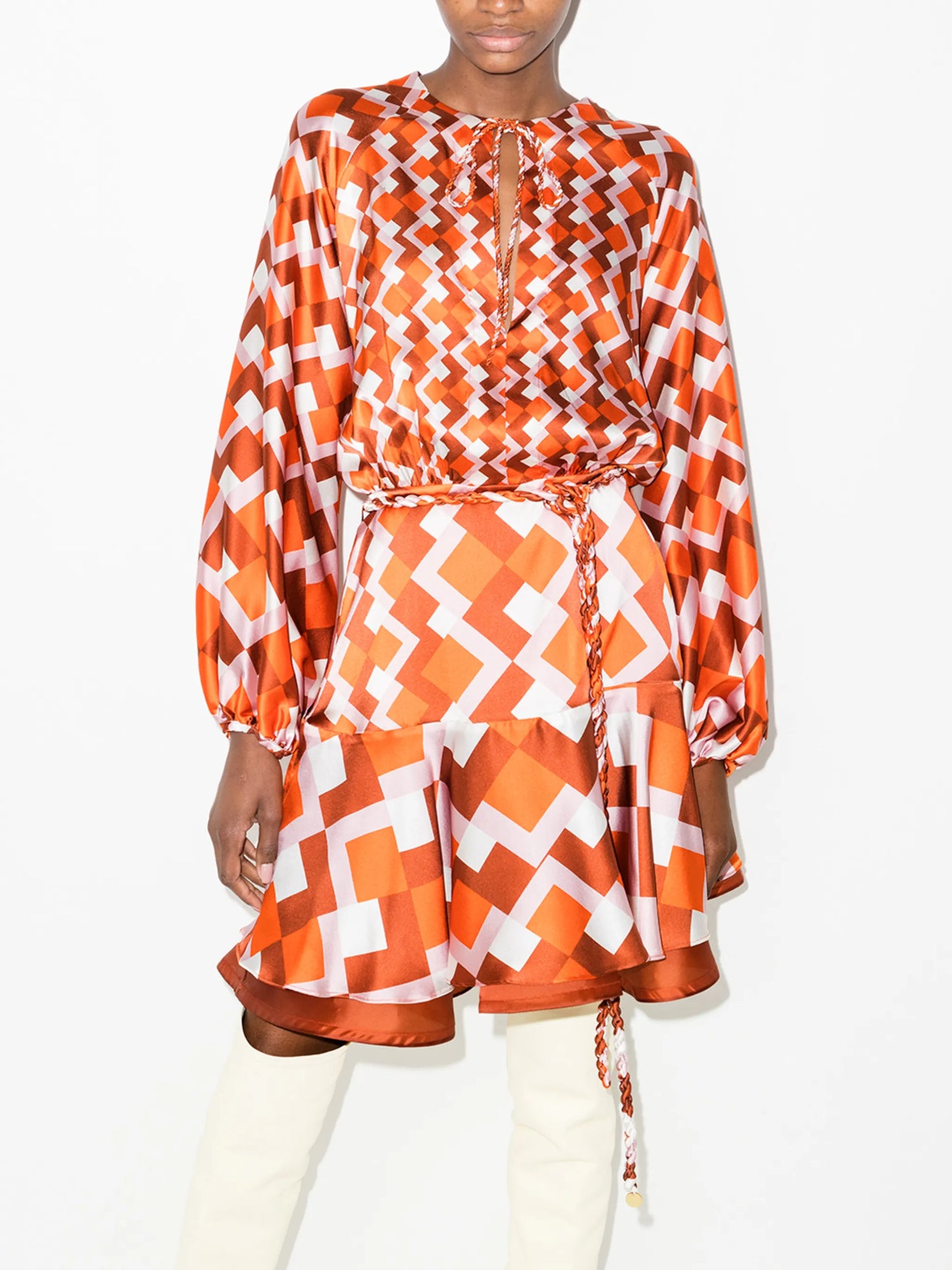 Poggo geometric-print silk dress