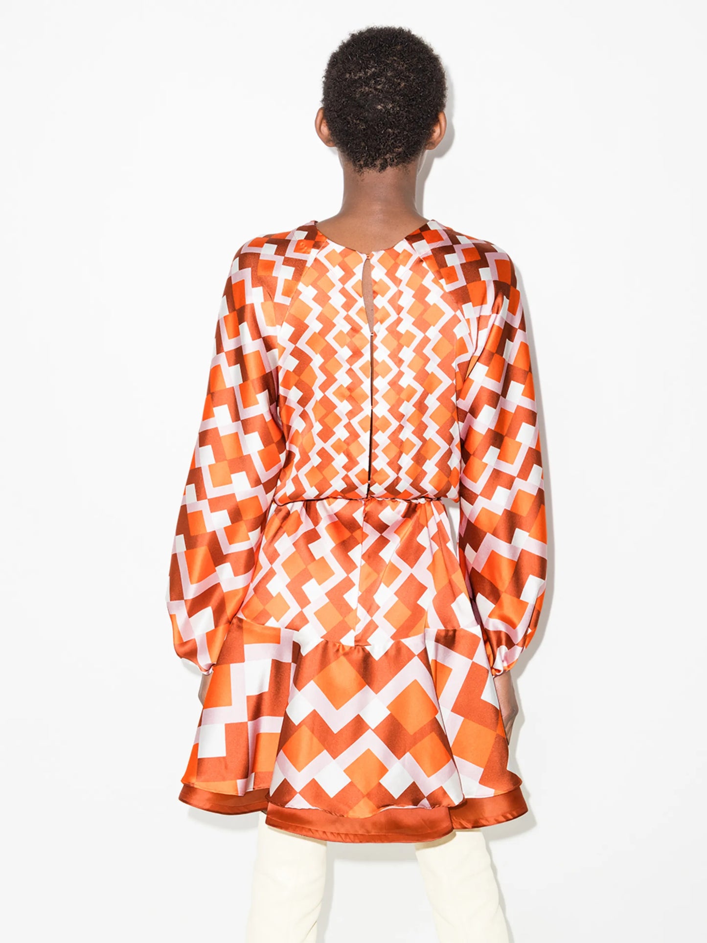 Poggo geometric-print silk dress