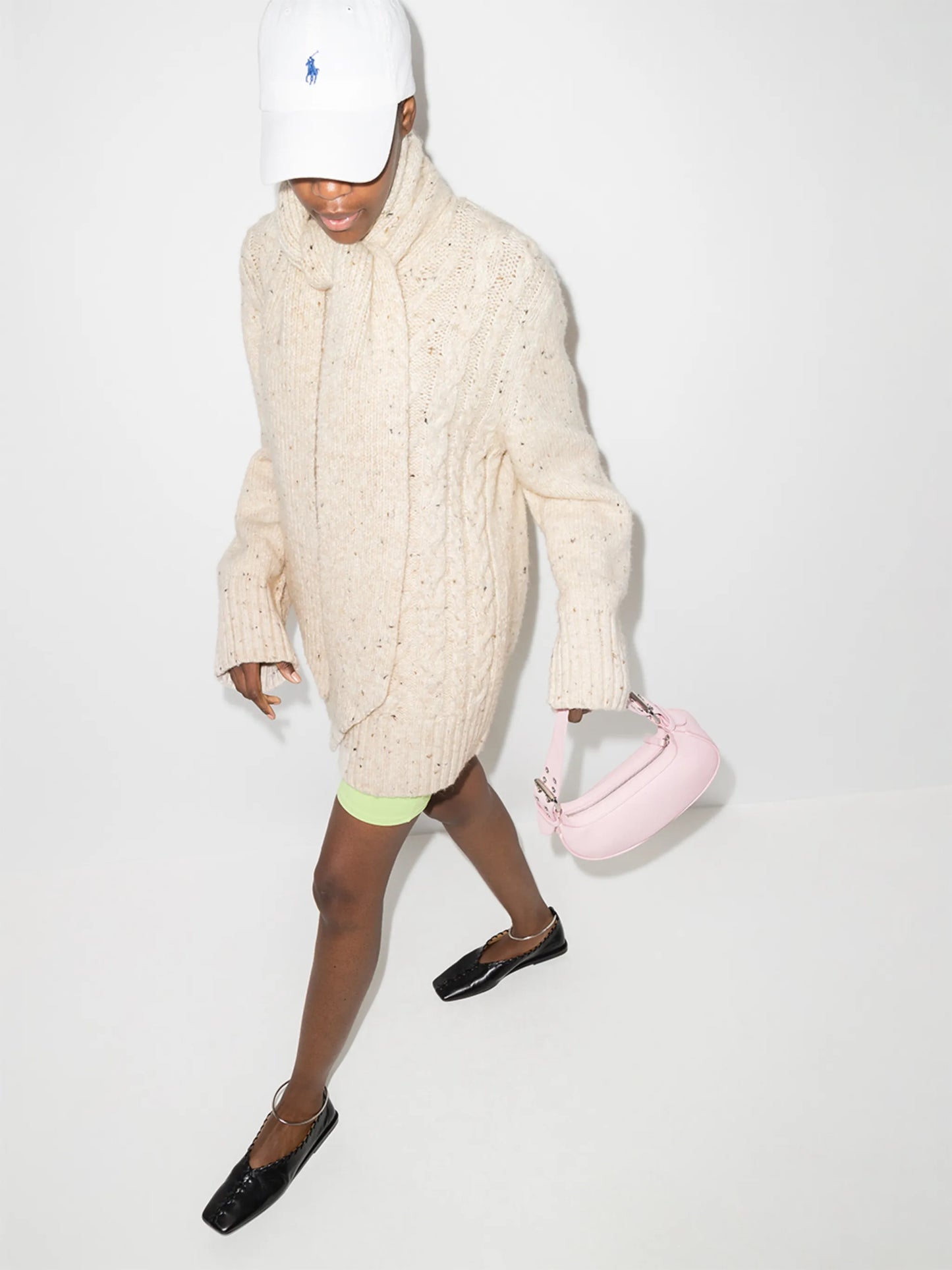 draped-neck knit jumper