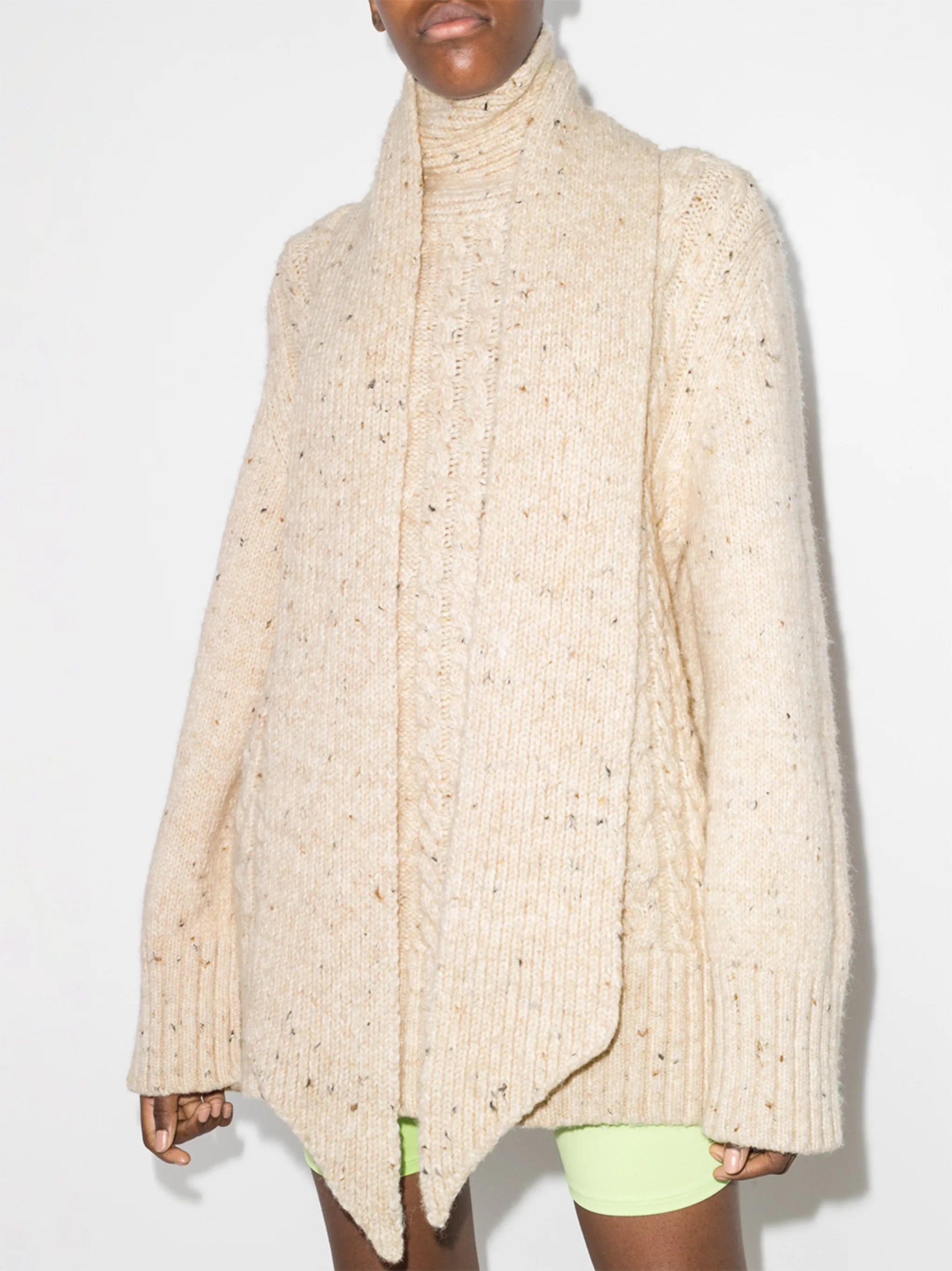 draped-neck knit jumper