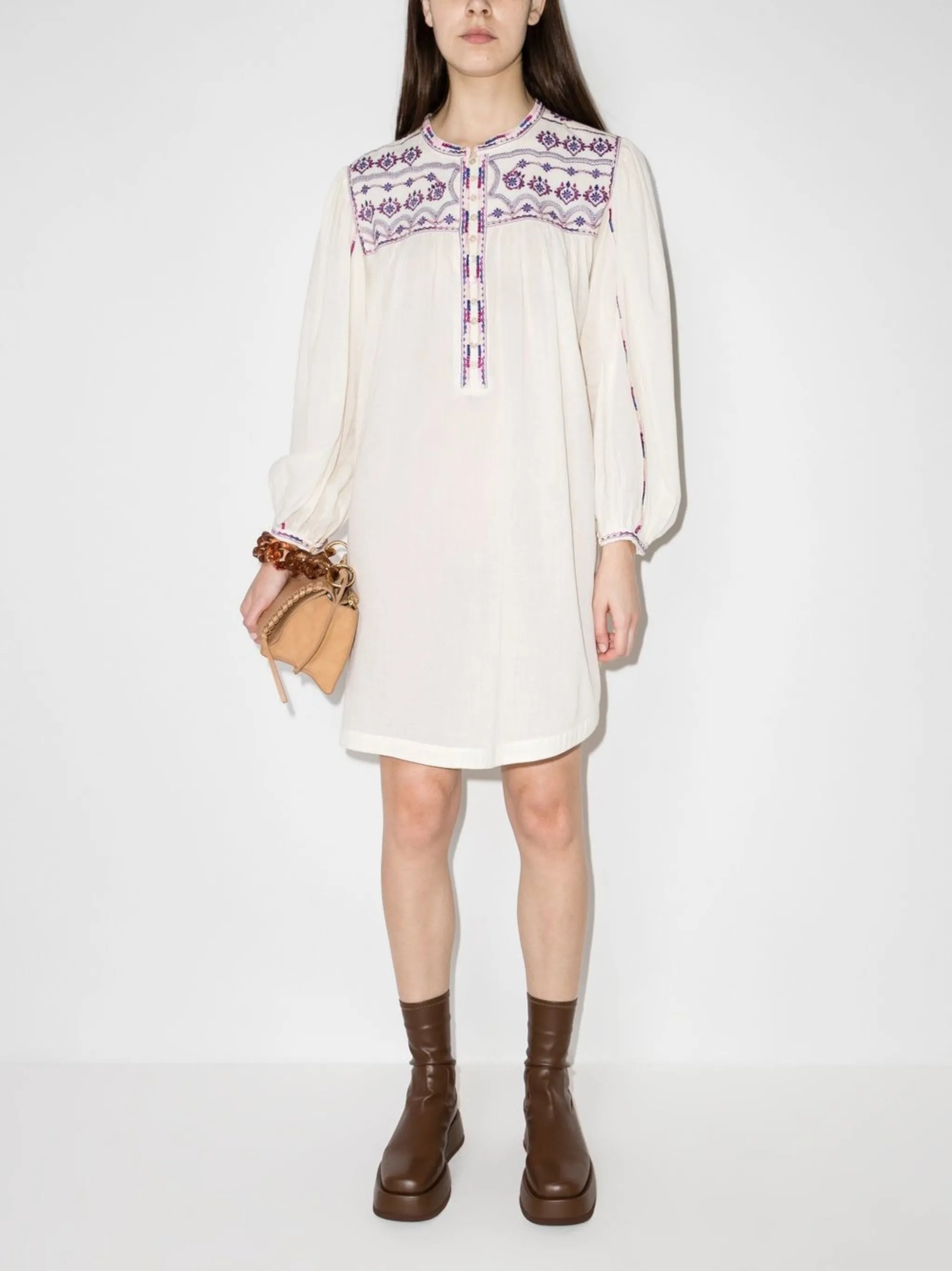 Federika embroidered-yoke dress