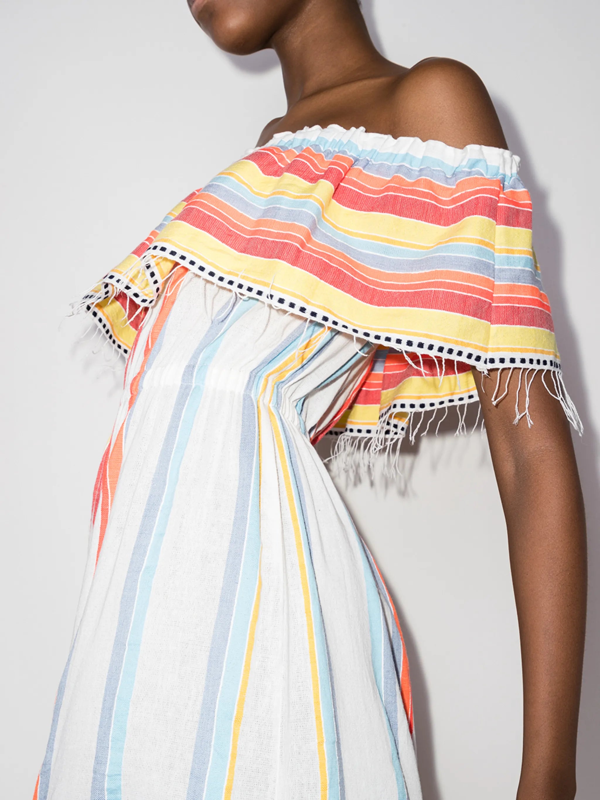 Mokati stripe-pattern beach dress