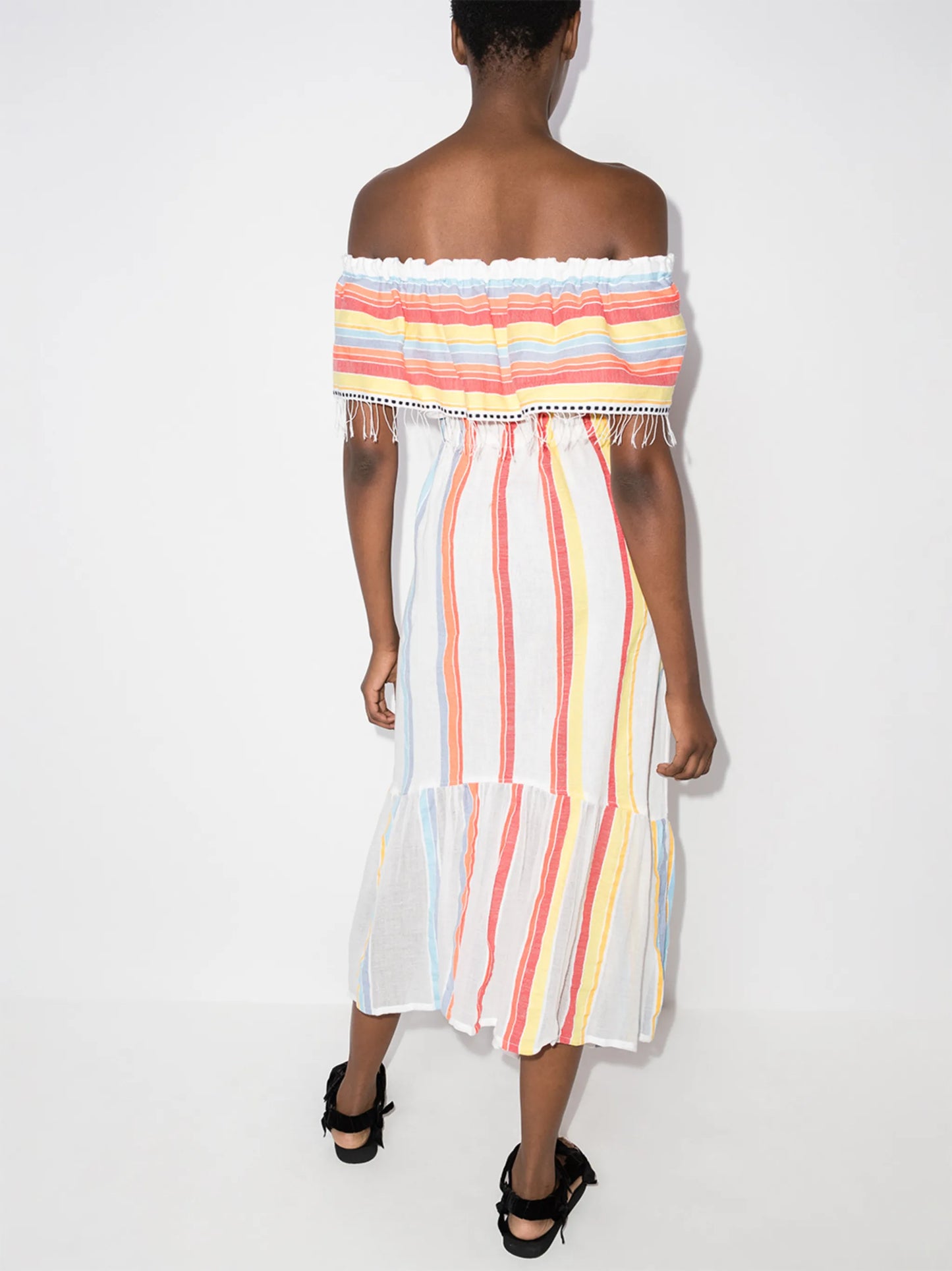Mokati stripe-pattern beach dress