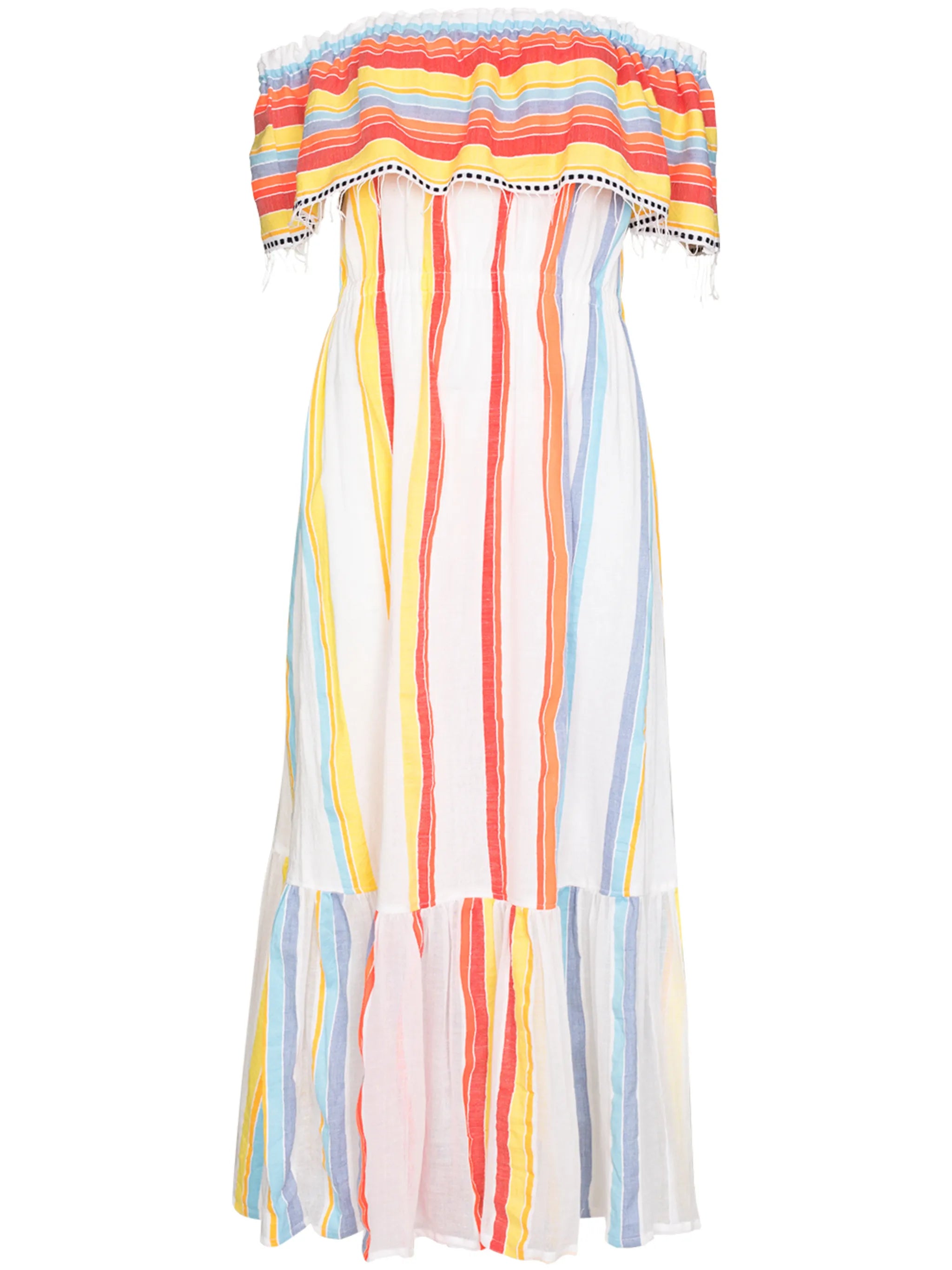 Mokati stripe-pattern beach dress