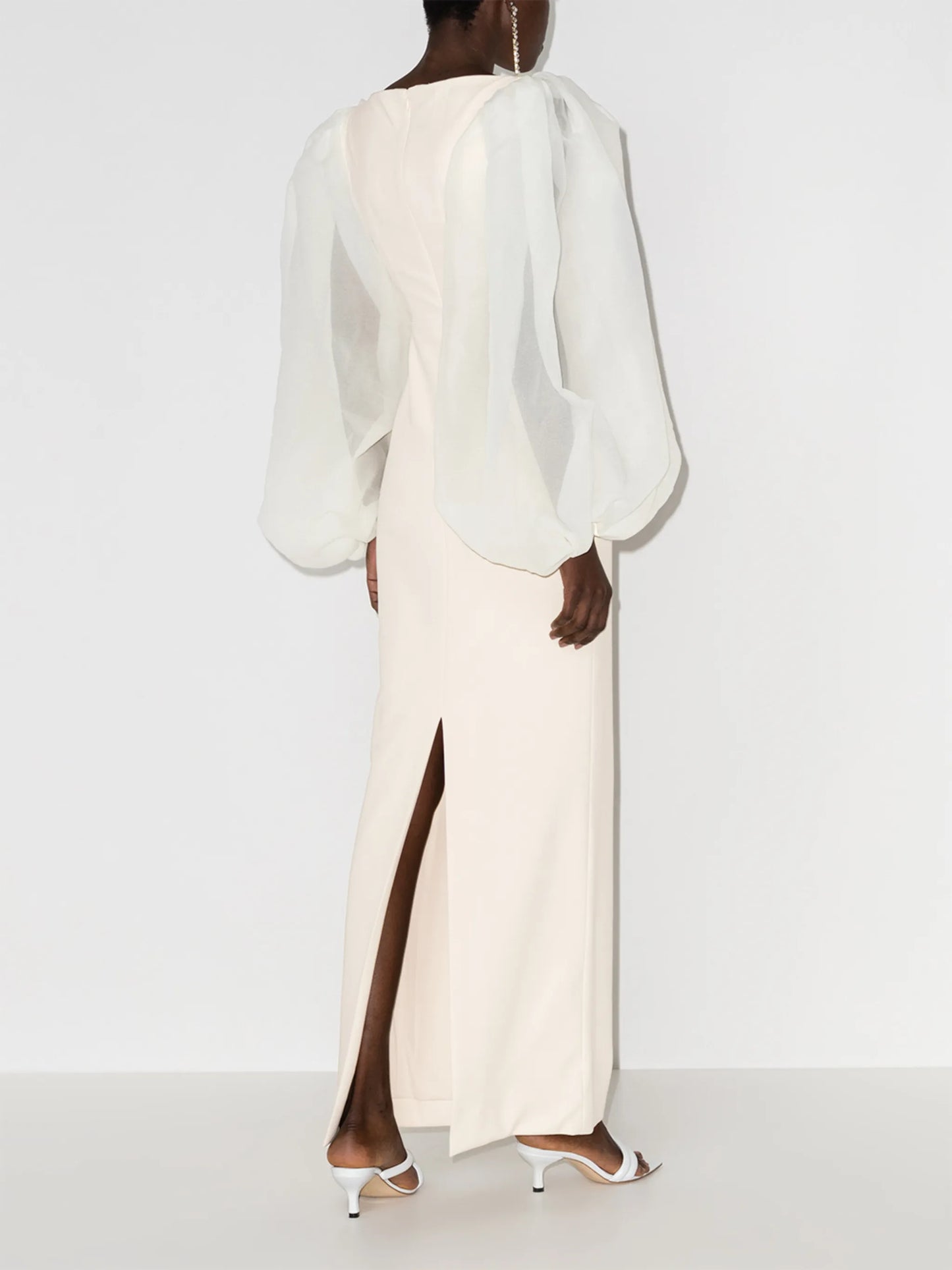 Ziya puff-sleeve evening dress