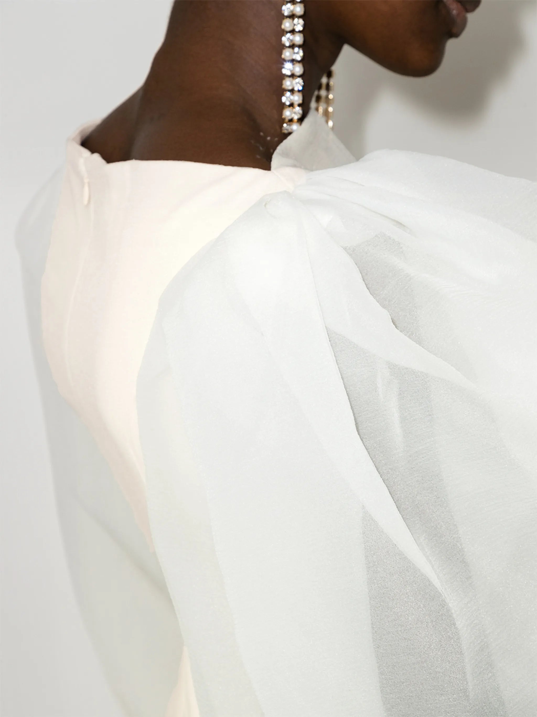 Ziya puff-sleeve evening dress