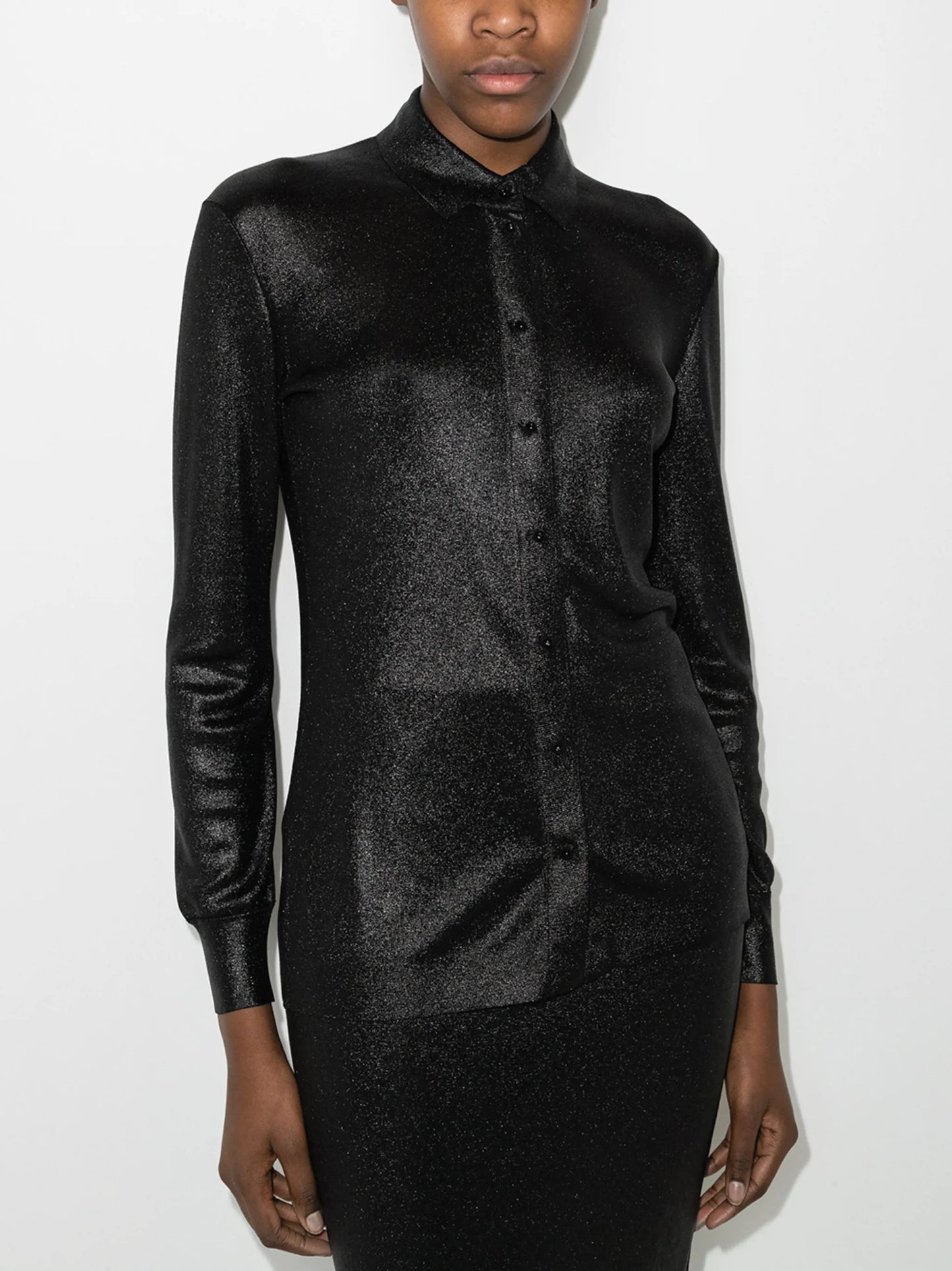 metallic-thread long-sleeve shirt