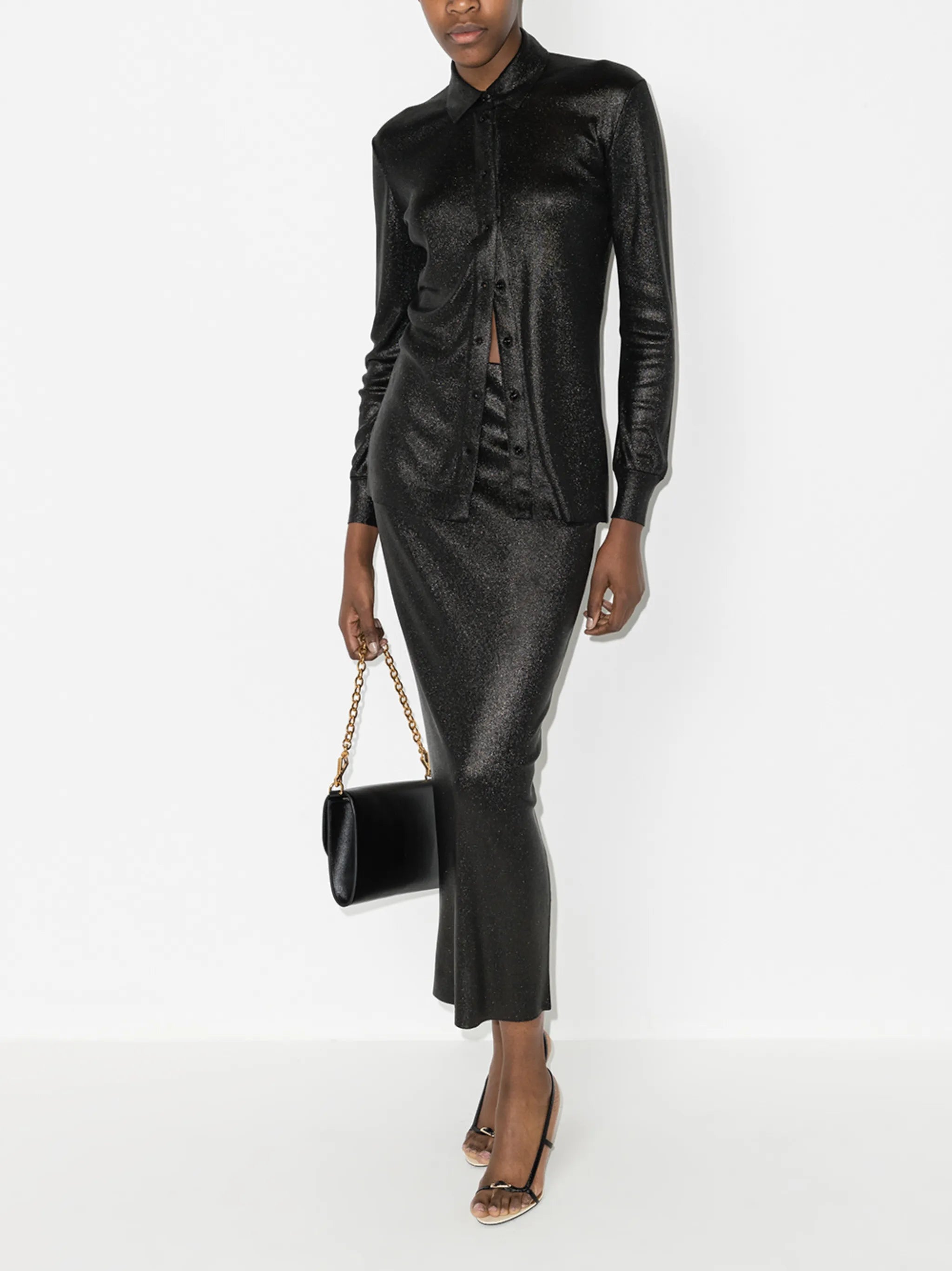 metallic-thread long-sleeve shirt