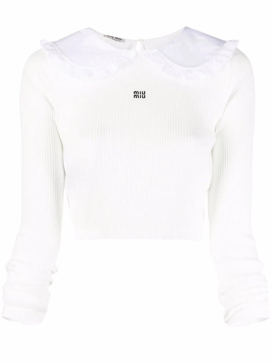 cropped ruffle-collar top