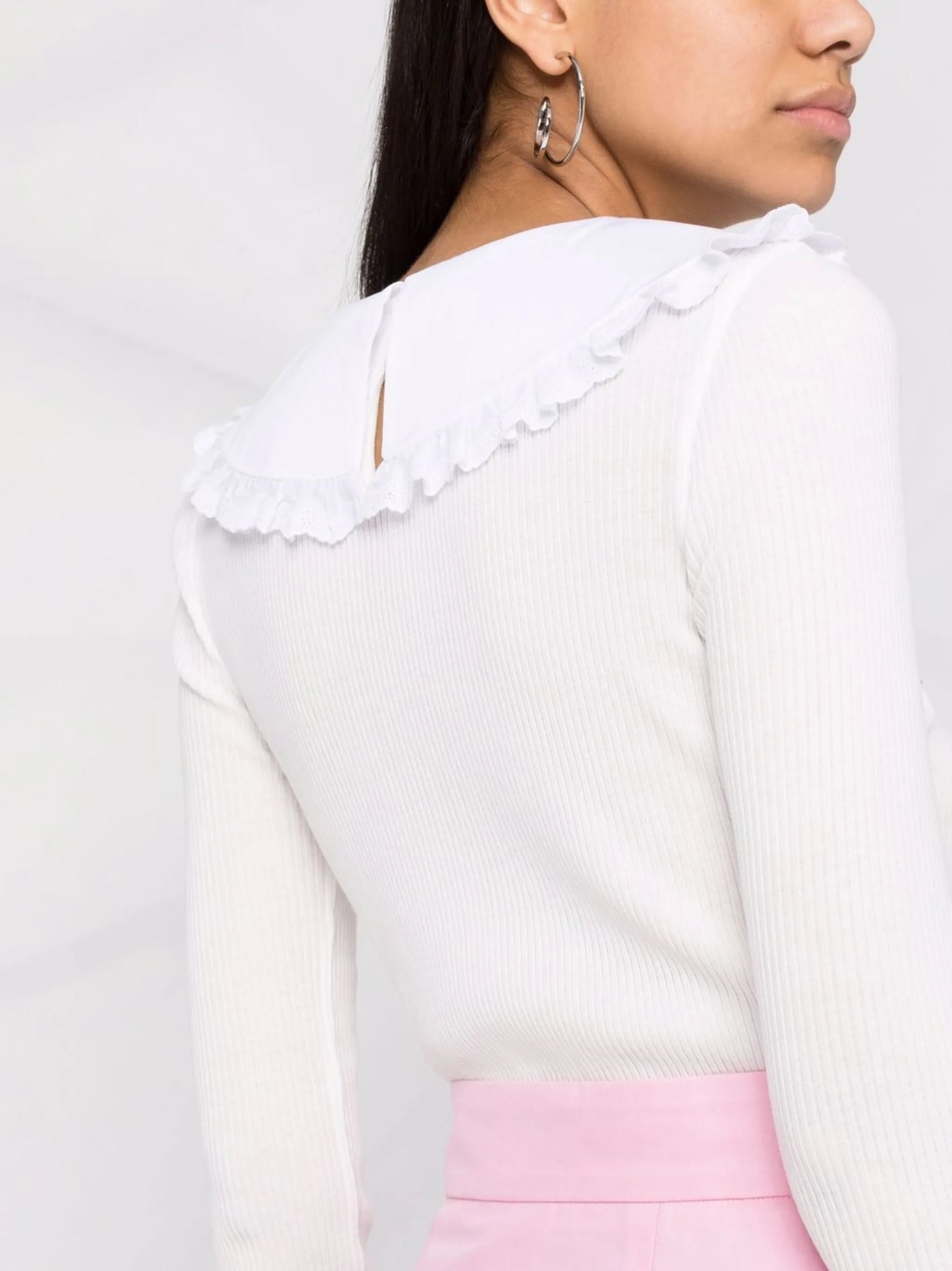 cropped ruffle-collar top