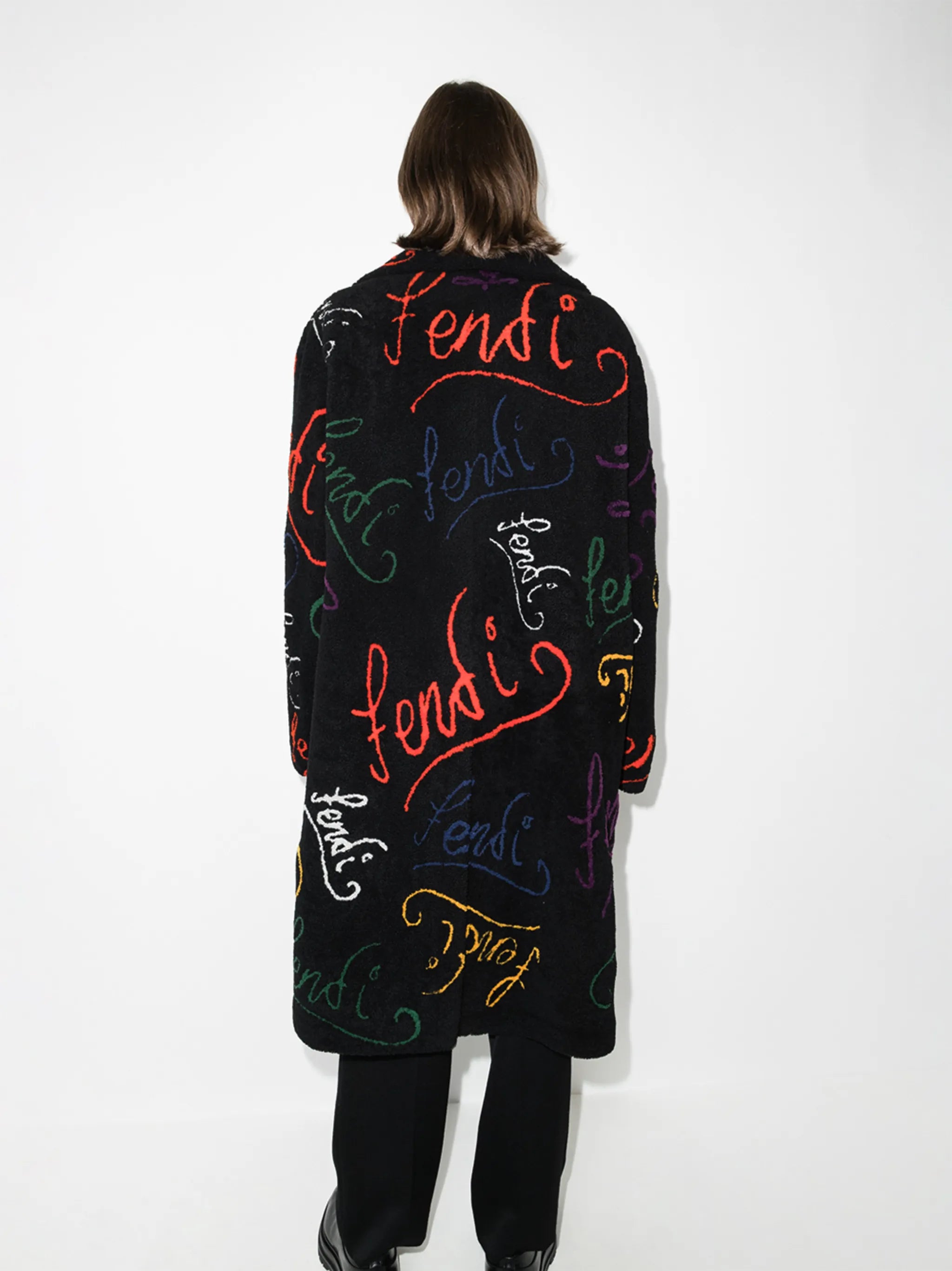 x Noel Fielding logo-lettering coat