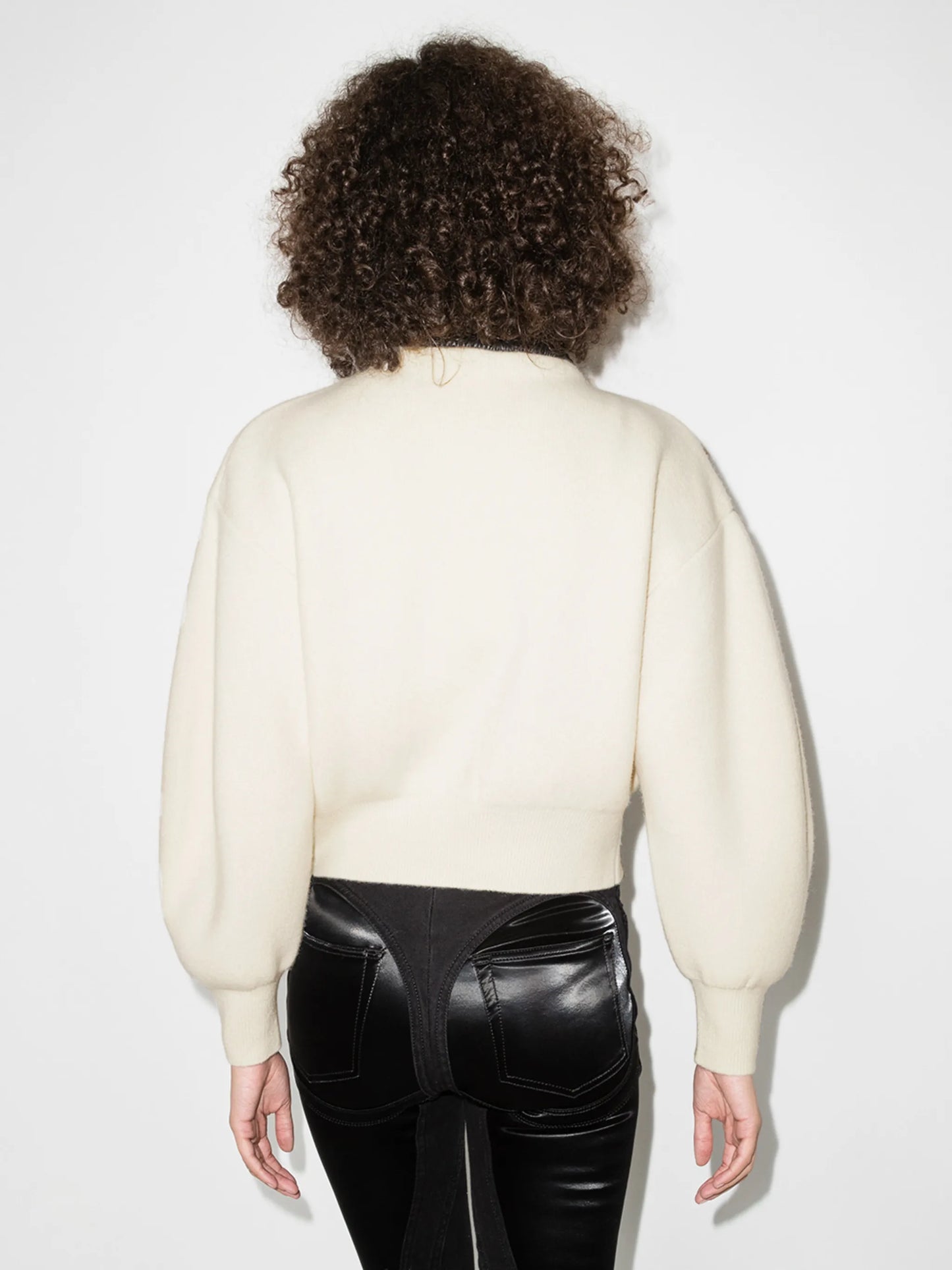 leather-trim cardigan