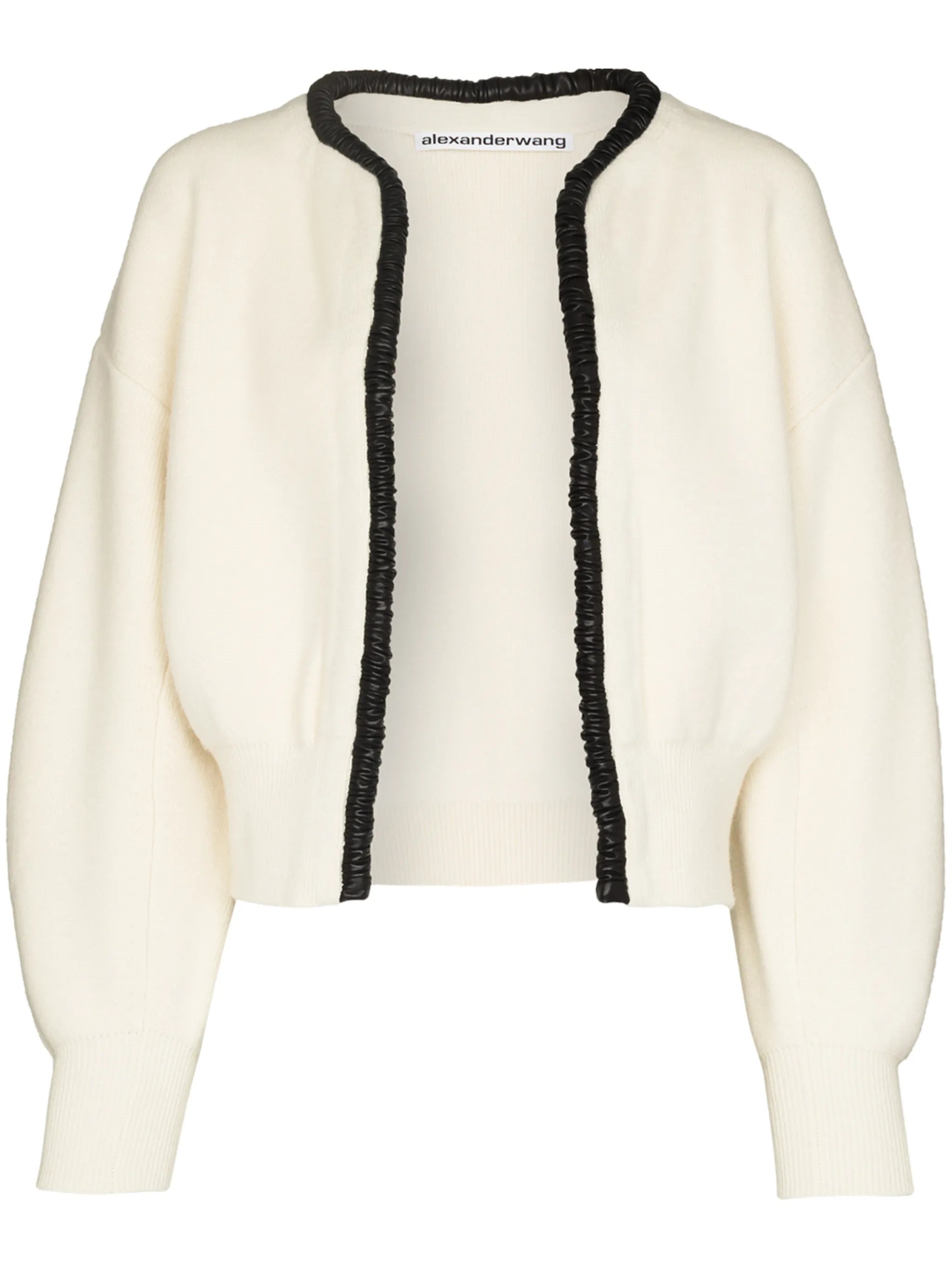 leather-trim cardigan
