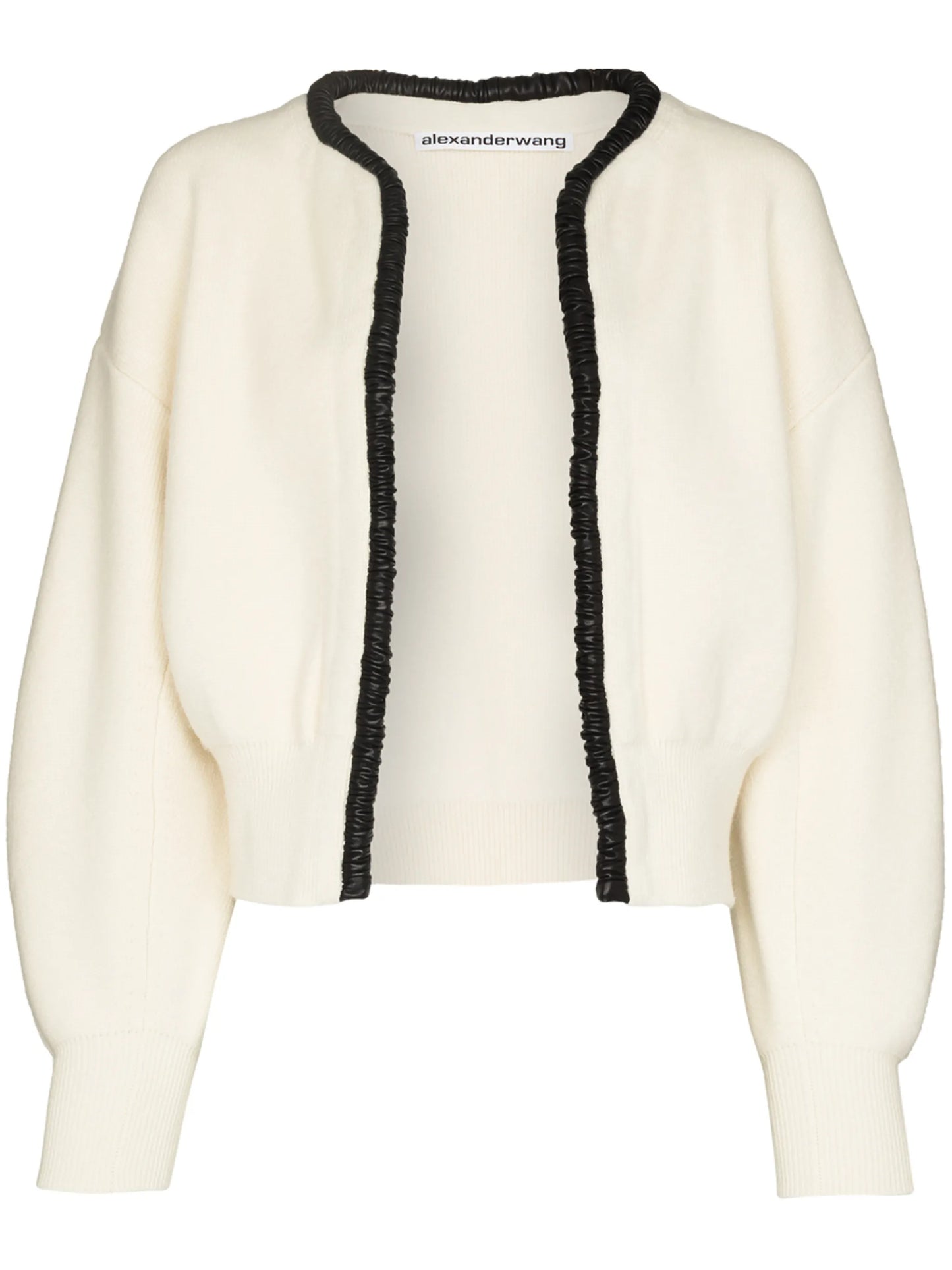 leather-trim cardigan