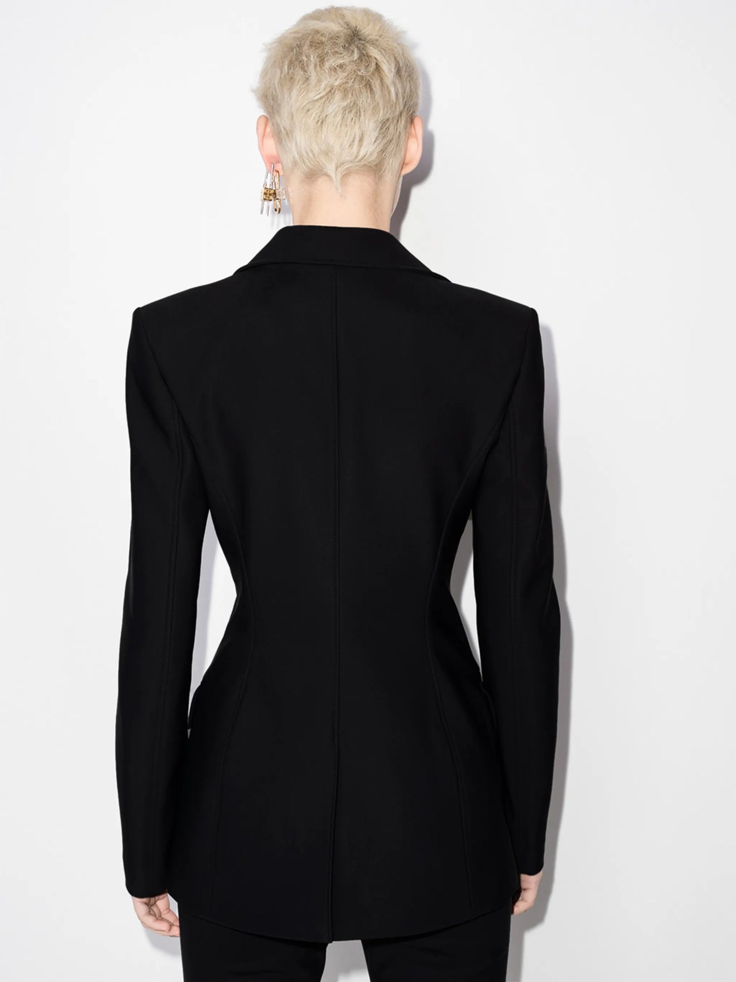 pipe-trim tailored blazer