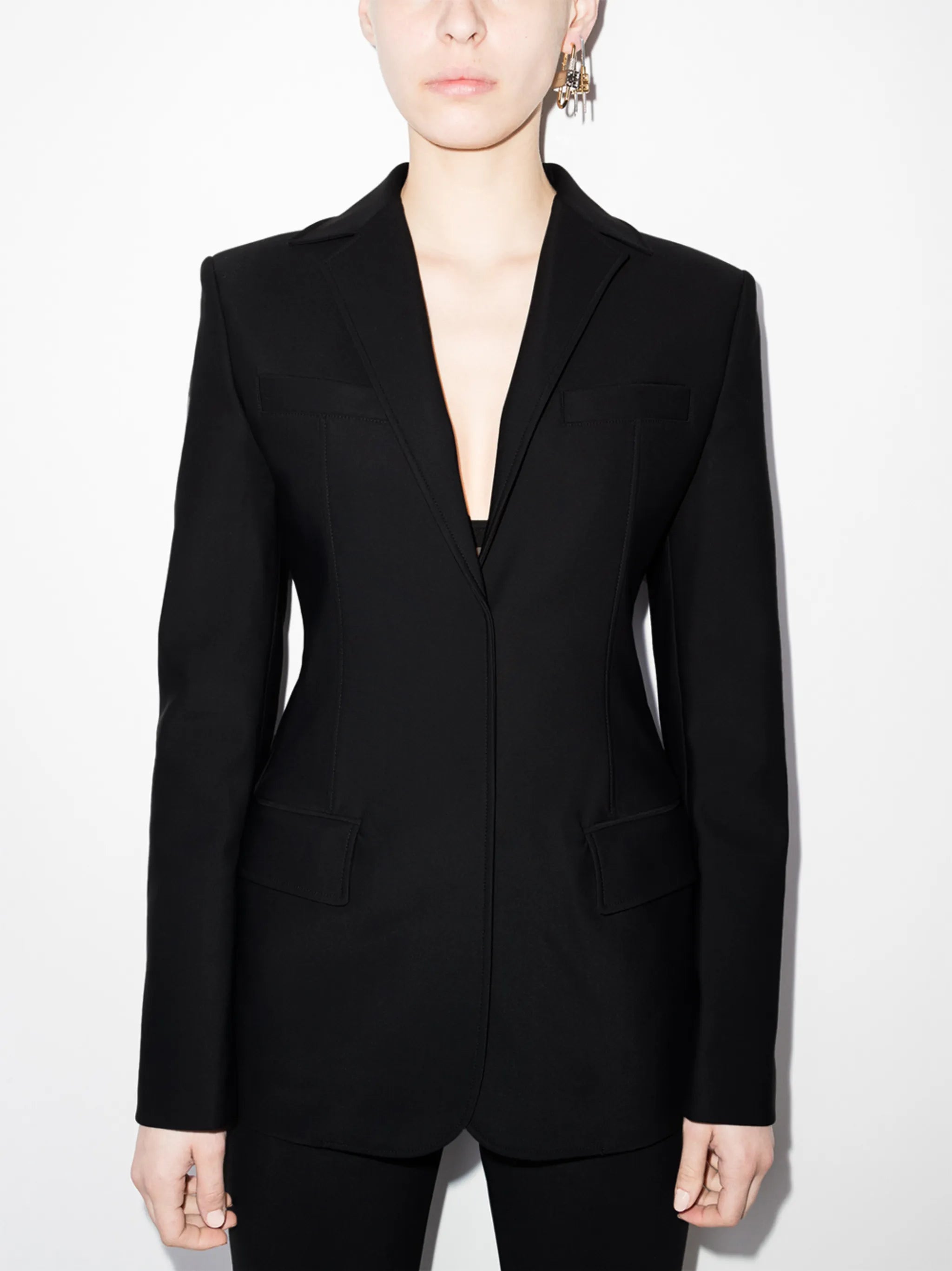 pipe-trim tailored blazer