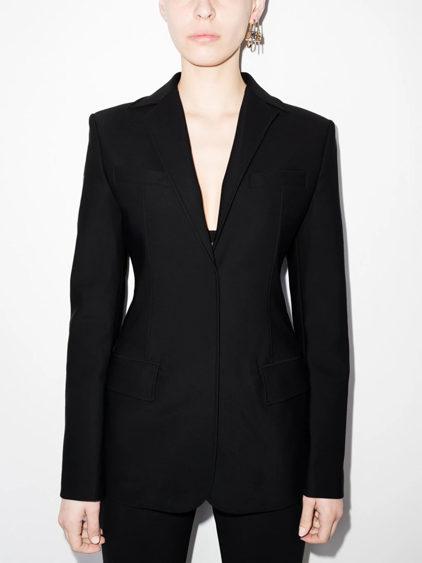 pipe-trim tailored blazer