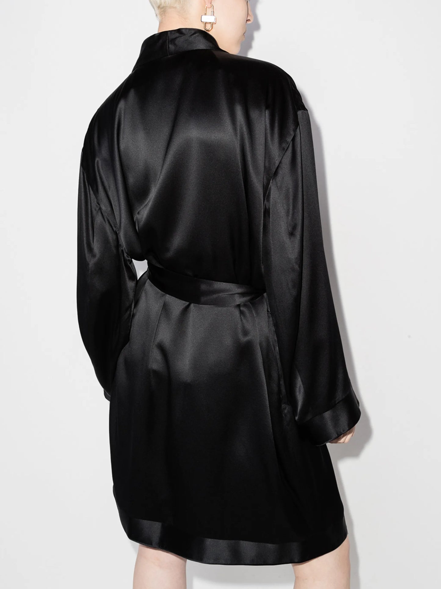 tiger-embroidered belted robe