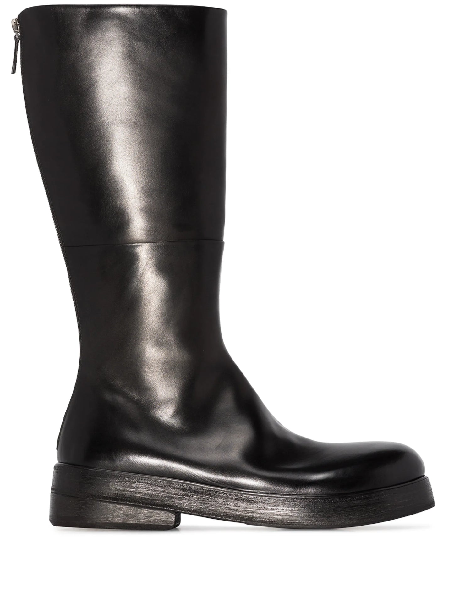 zip-up leather boots