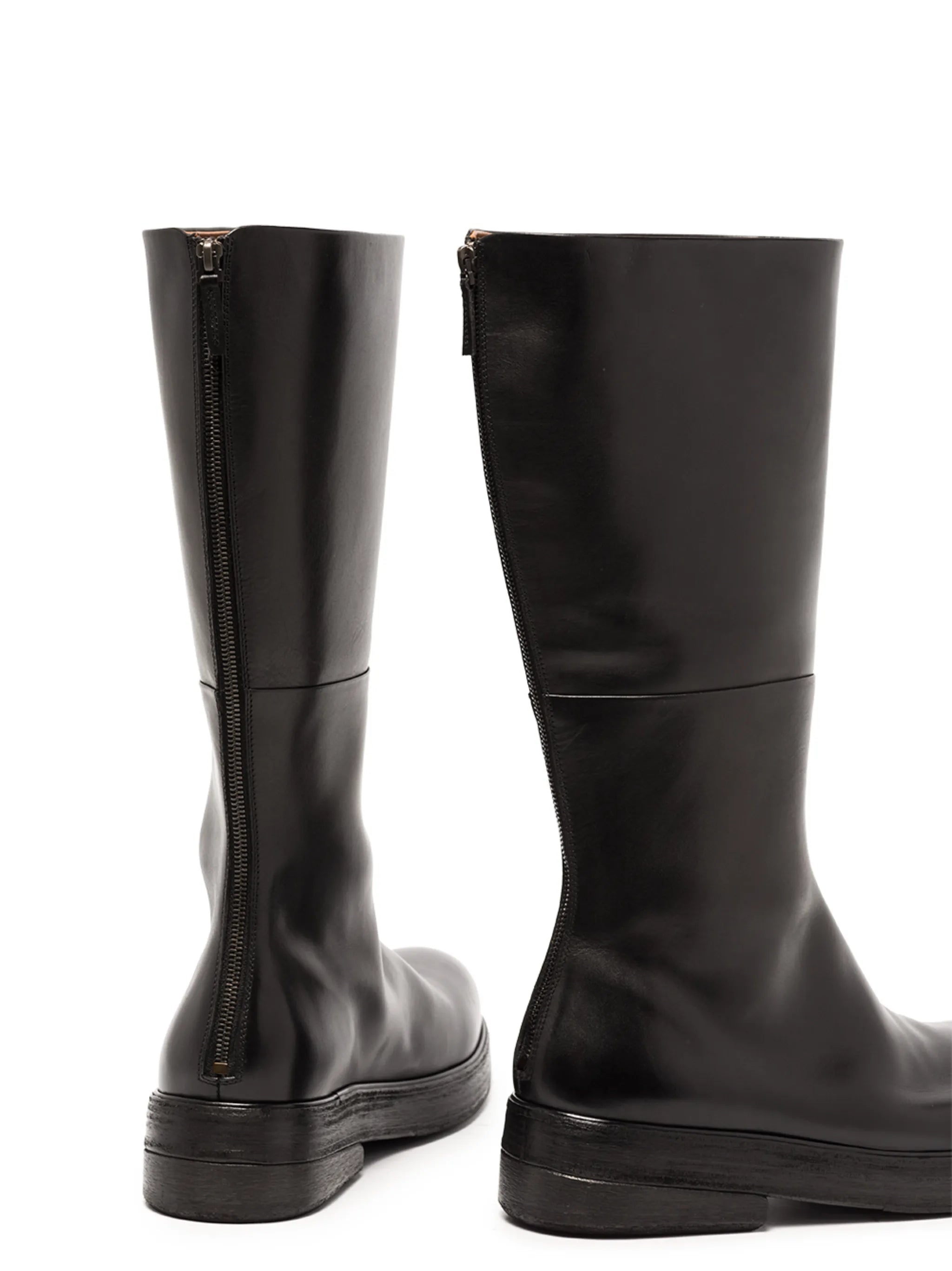 zip-up leather boots