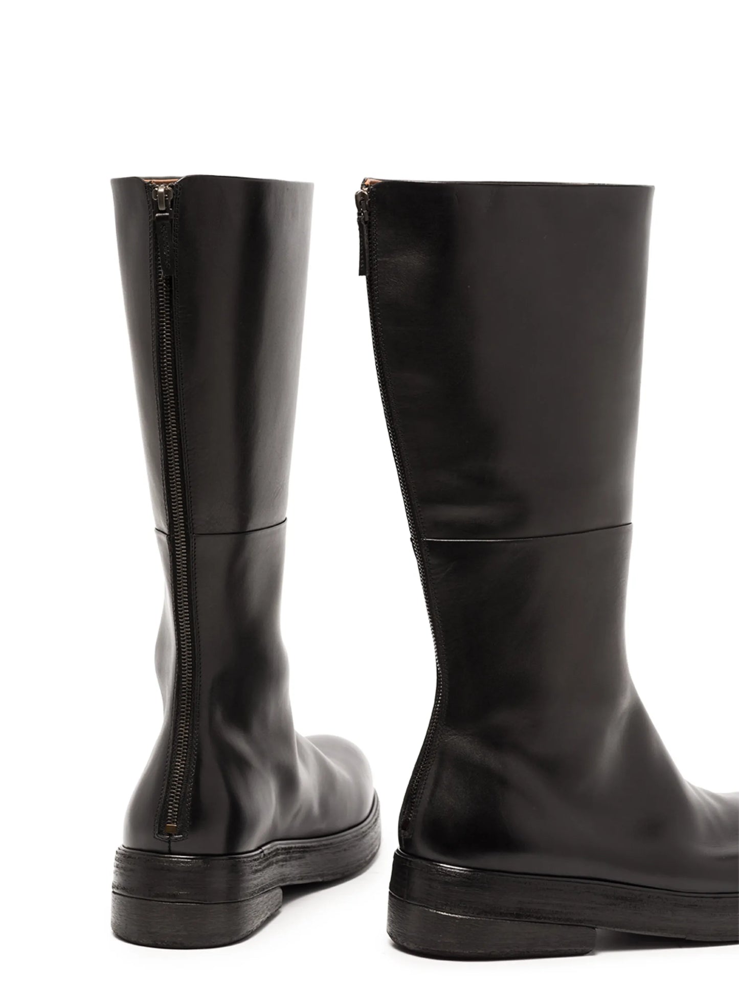 zip-up leather boots