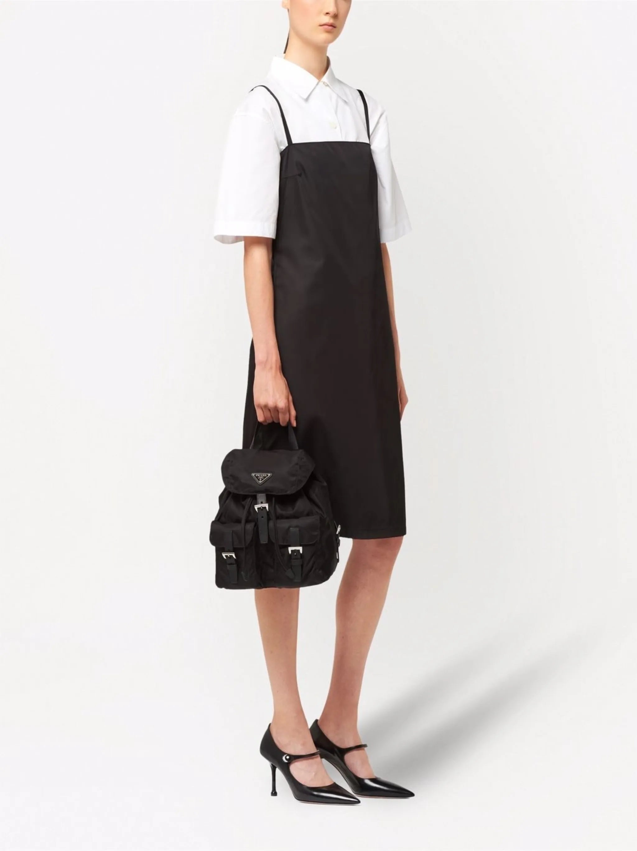 Saffiano leather-trimmed backpack