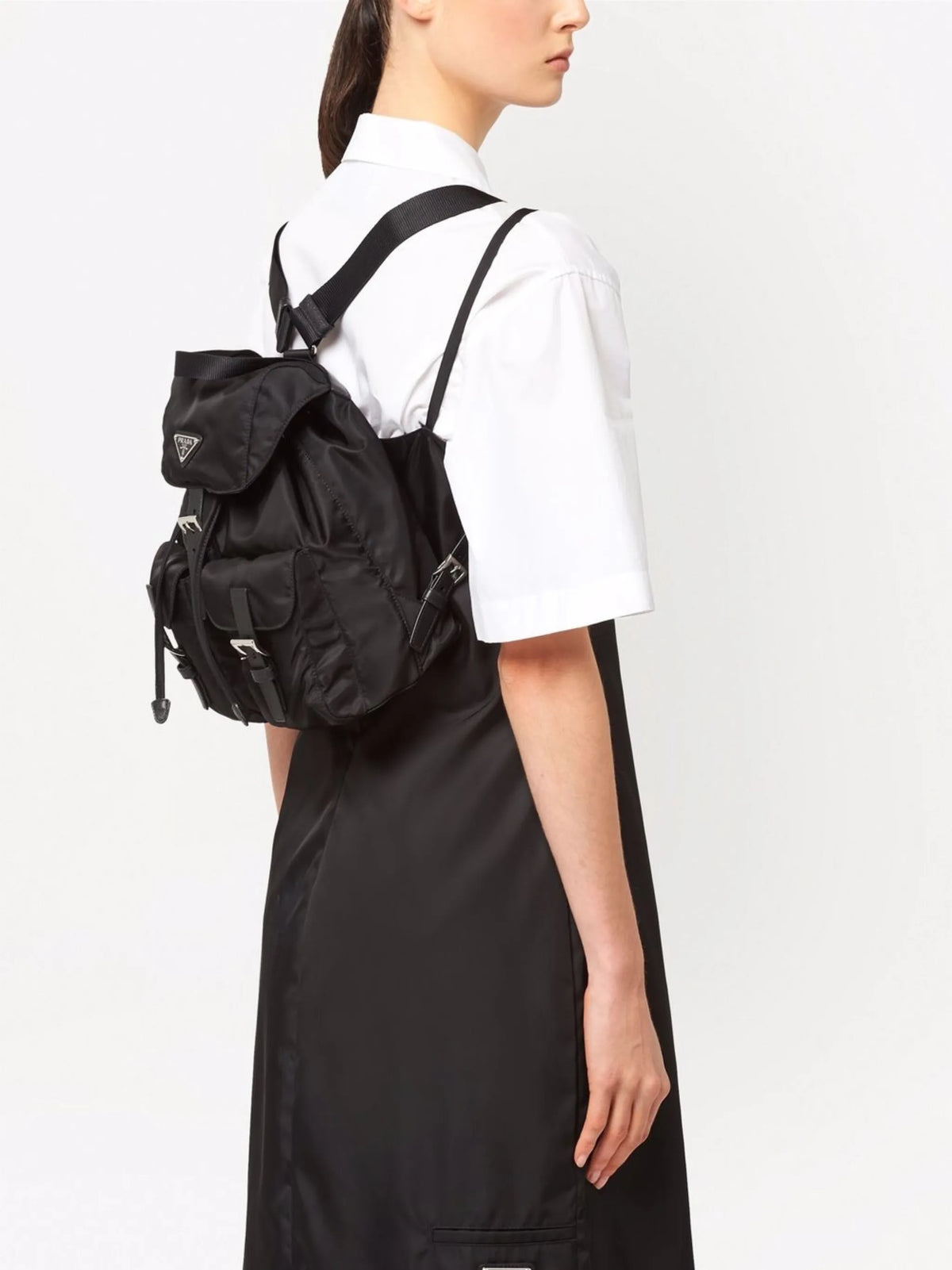 Saffiano leather-trimmed backpack
