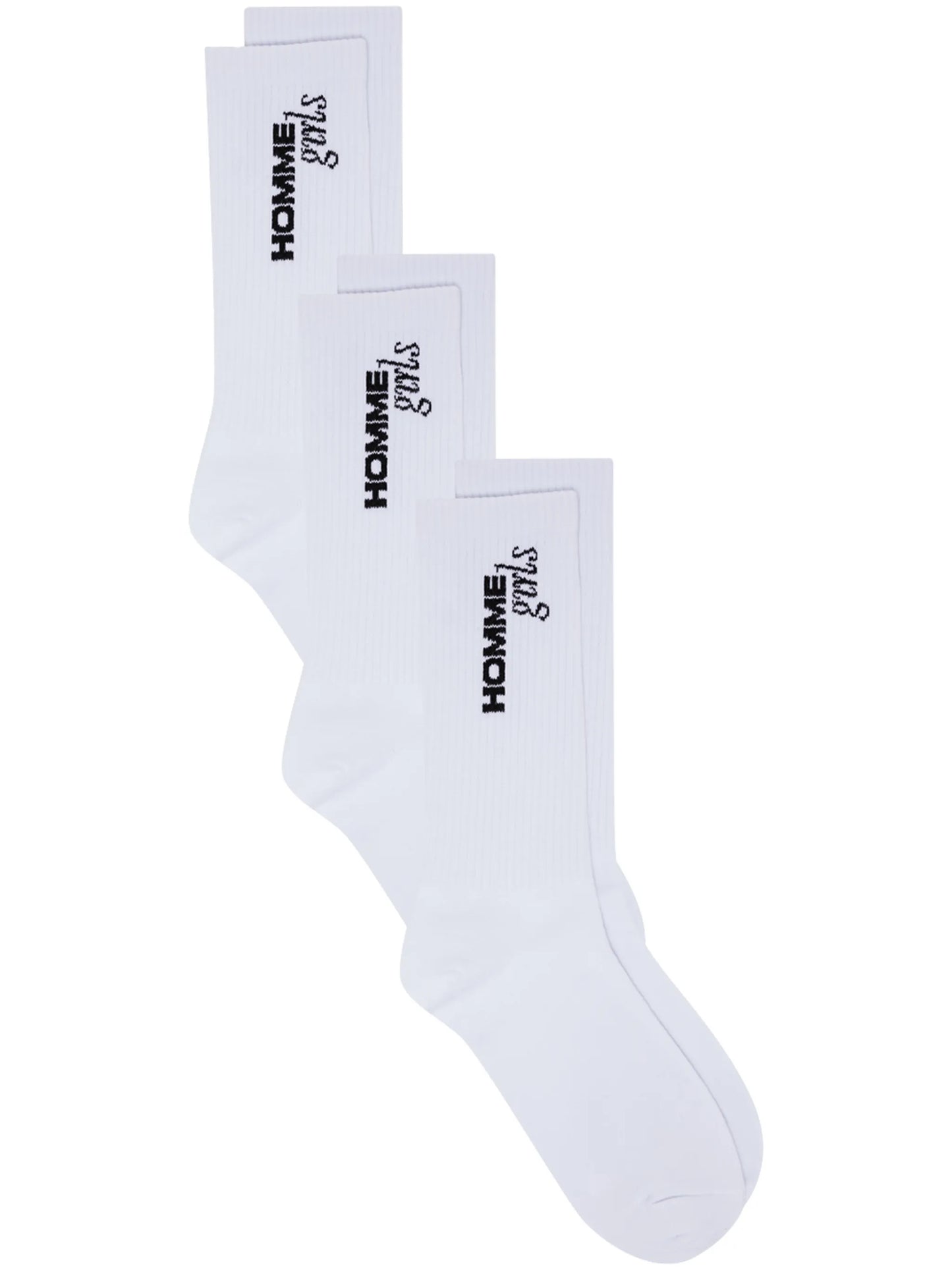 three-pack intarsia logo socks