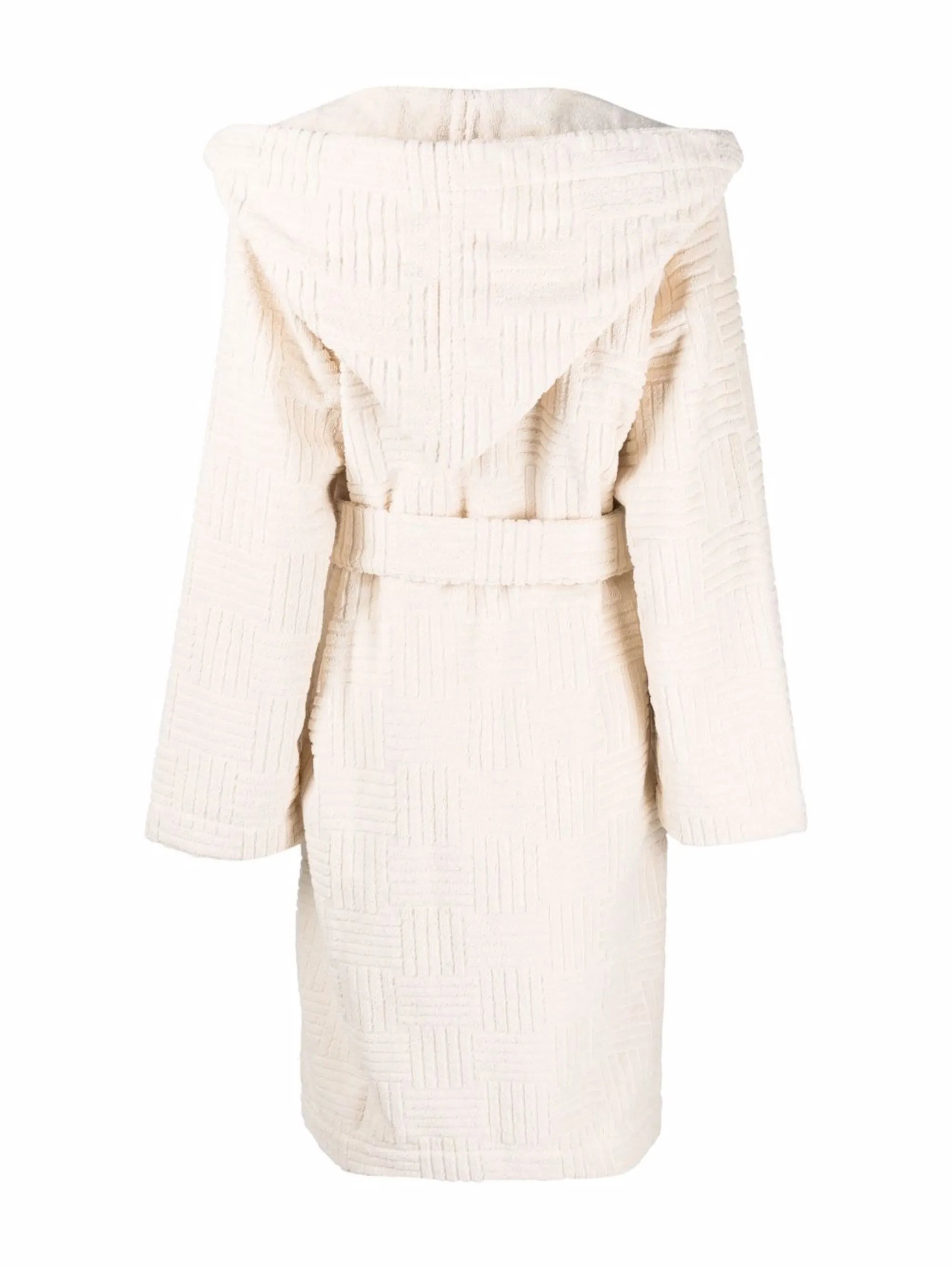Intrecciato-pattern flocked belted robe