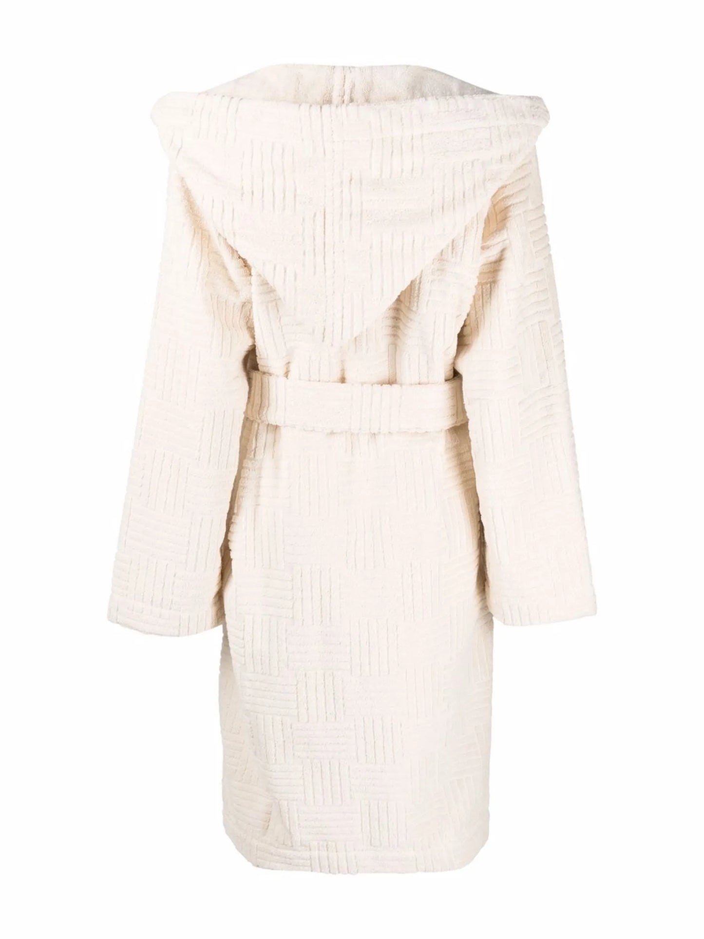 Intrecciato-pattern flocked belted robe