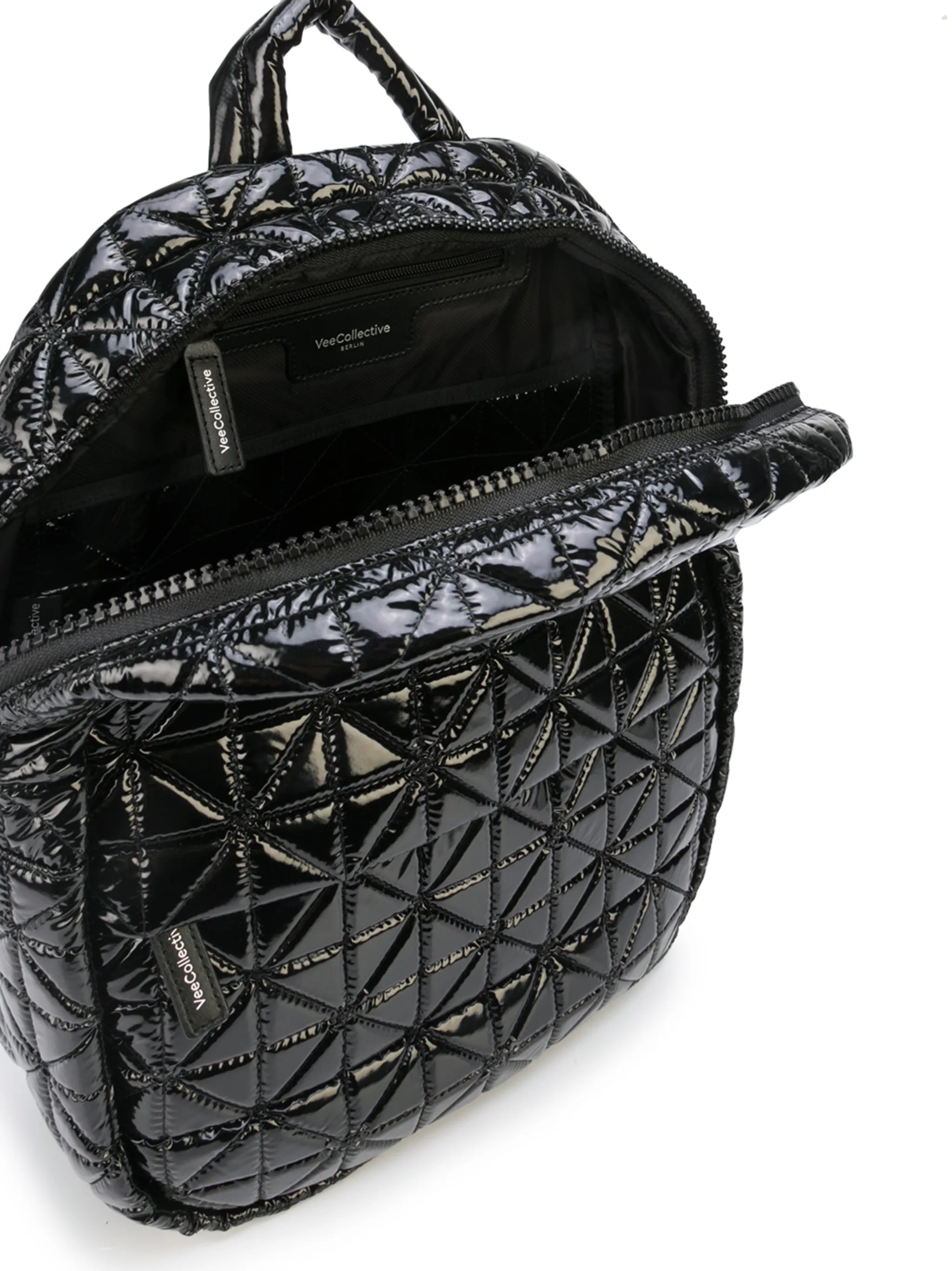 quilted geometric backpack