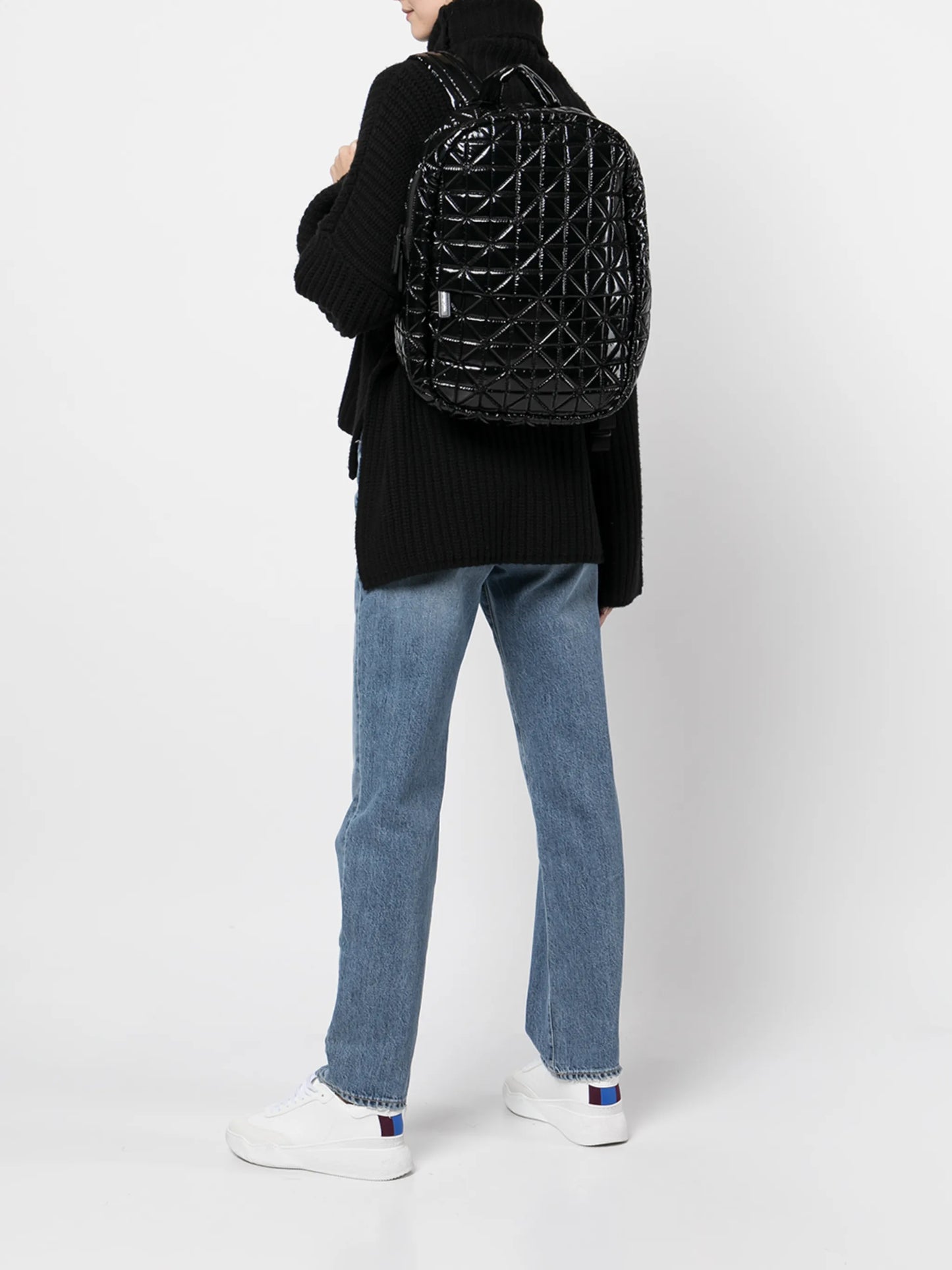 quilted geometric backpack