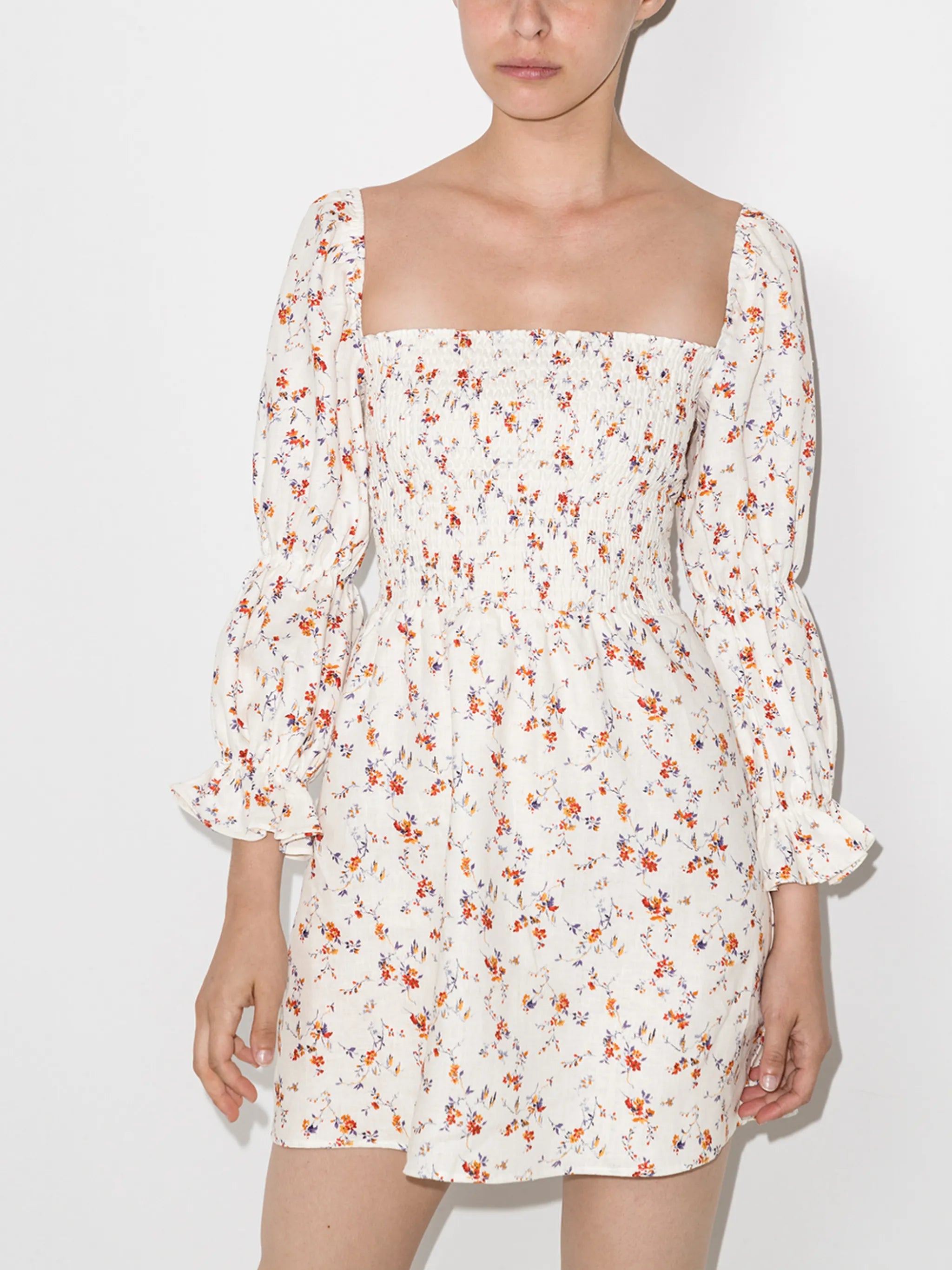 Zoya floral-print linen minidress