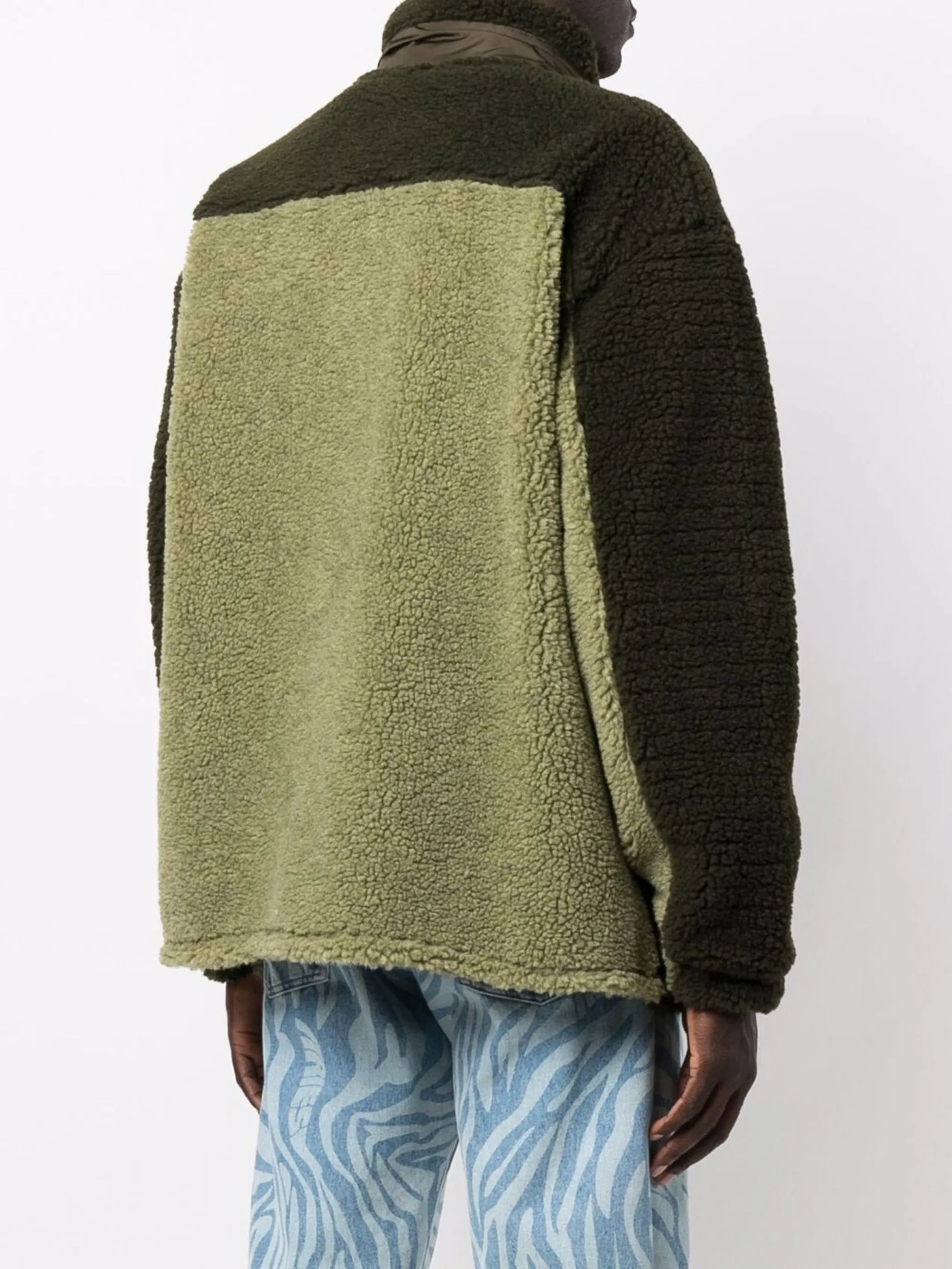 funnel-neck fleece cardigan